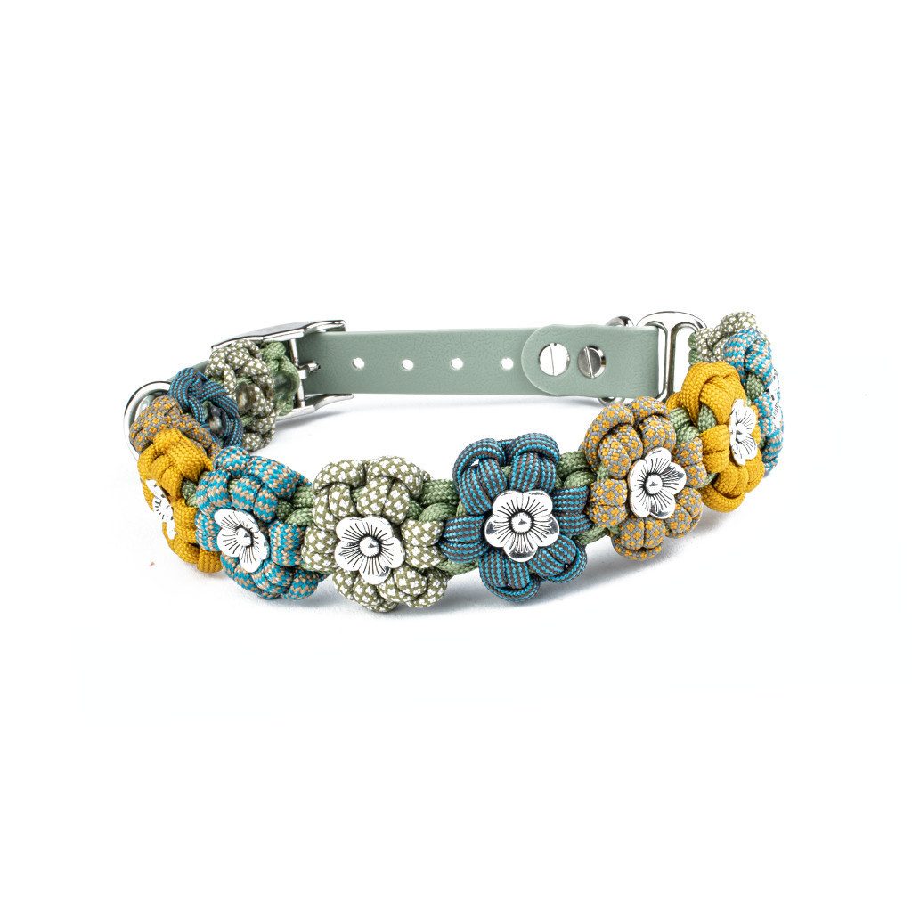 Tierluxe Hunde-Halsband Blumen, Paracord, Handgemacht