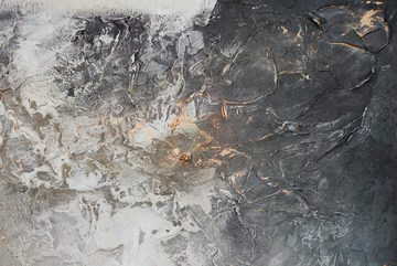 YS-Art Gemälde Erfolg, Abstrakte Bilder, Leinwand Bild Handgemalt Abstrakt Silber Gold Braun Schwarz