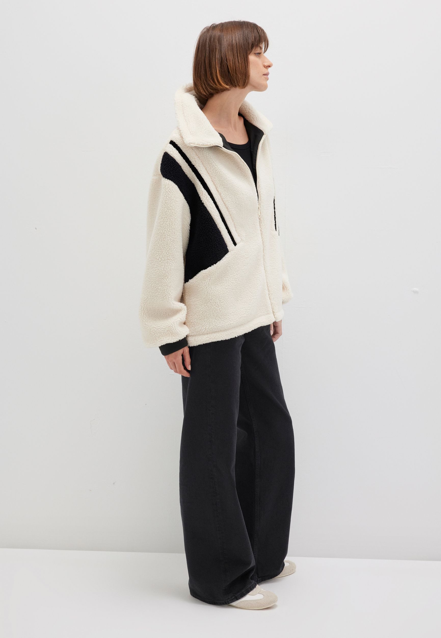 Mavi Blouson Weiche Teddyjacke mit modischen Streifen (1-St) POLAR JACKETS