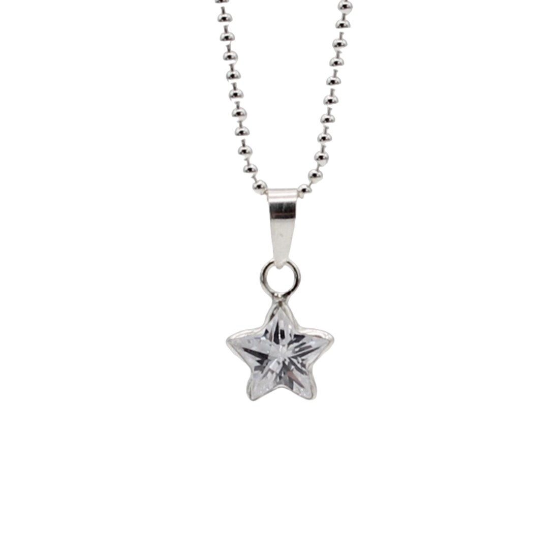 ELLAWIL Silberkette Kette mit Glasstern Anhänger Mädchen Zirkonia Halskette Stern (GESCHENKIDEE, Kettenlänge 40 cm, verlängerbar um 4,5 cm, Sterlingsilber 925), inklusive Geschenkschachtel