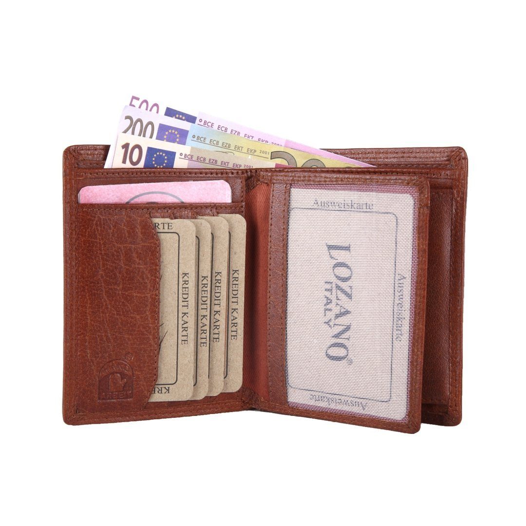 Lederbörse Geldbörse Brieftasche Portemonnaie, Herren Männerbörse SHG mit Münzfach Börse Leder Schutz RFID Büffelleder