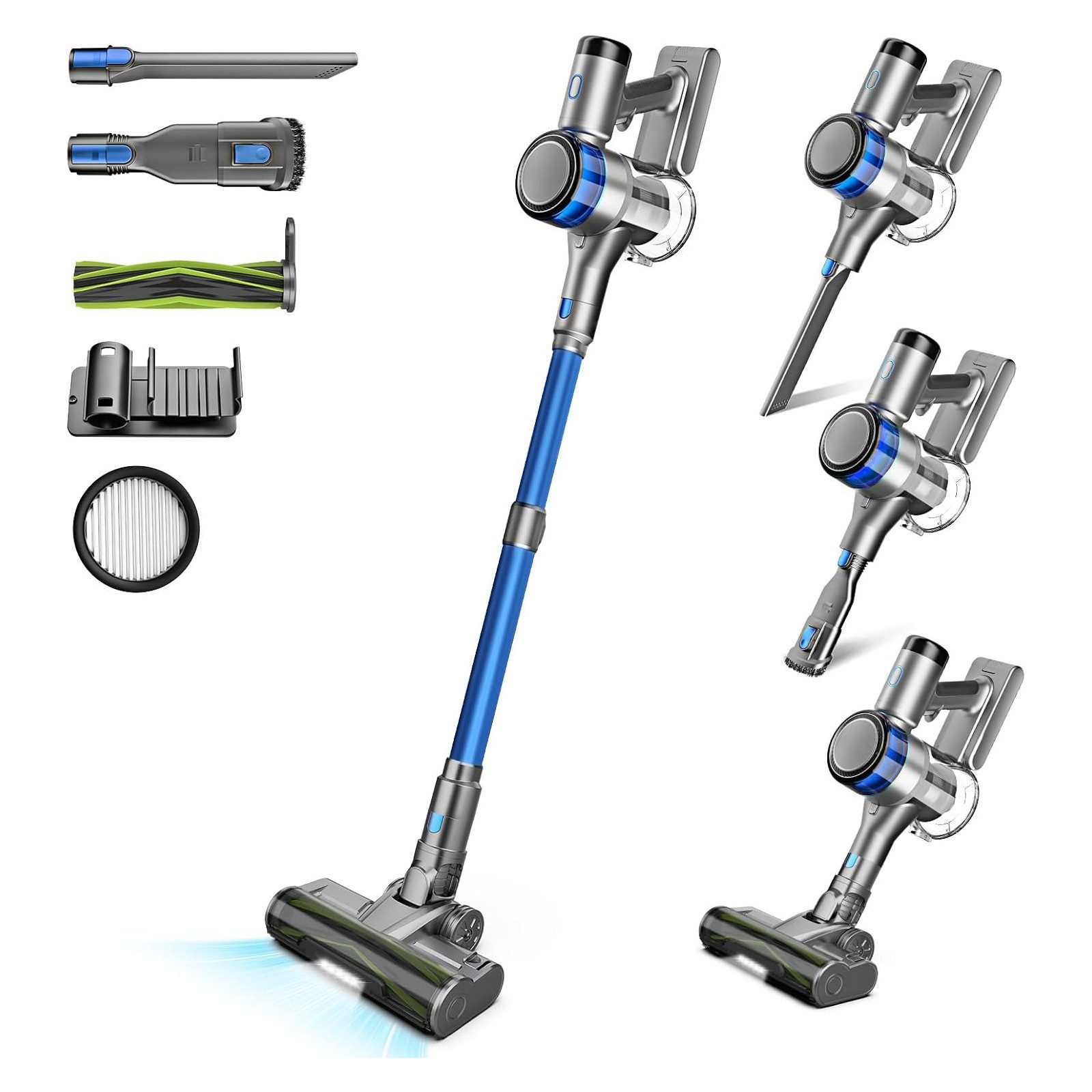 INSE Bodenstaubsauger S9X 400W&45kPa, Dreifarbiger Ring, LED-Display, abnehmbare Akku, 400 W, beutellos, 4 Saugmodi,55Min. Laufzeit, Anti-Tangle-Bürste,rotierender Bürstenkopf