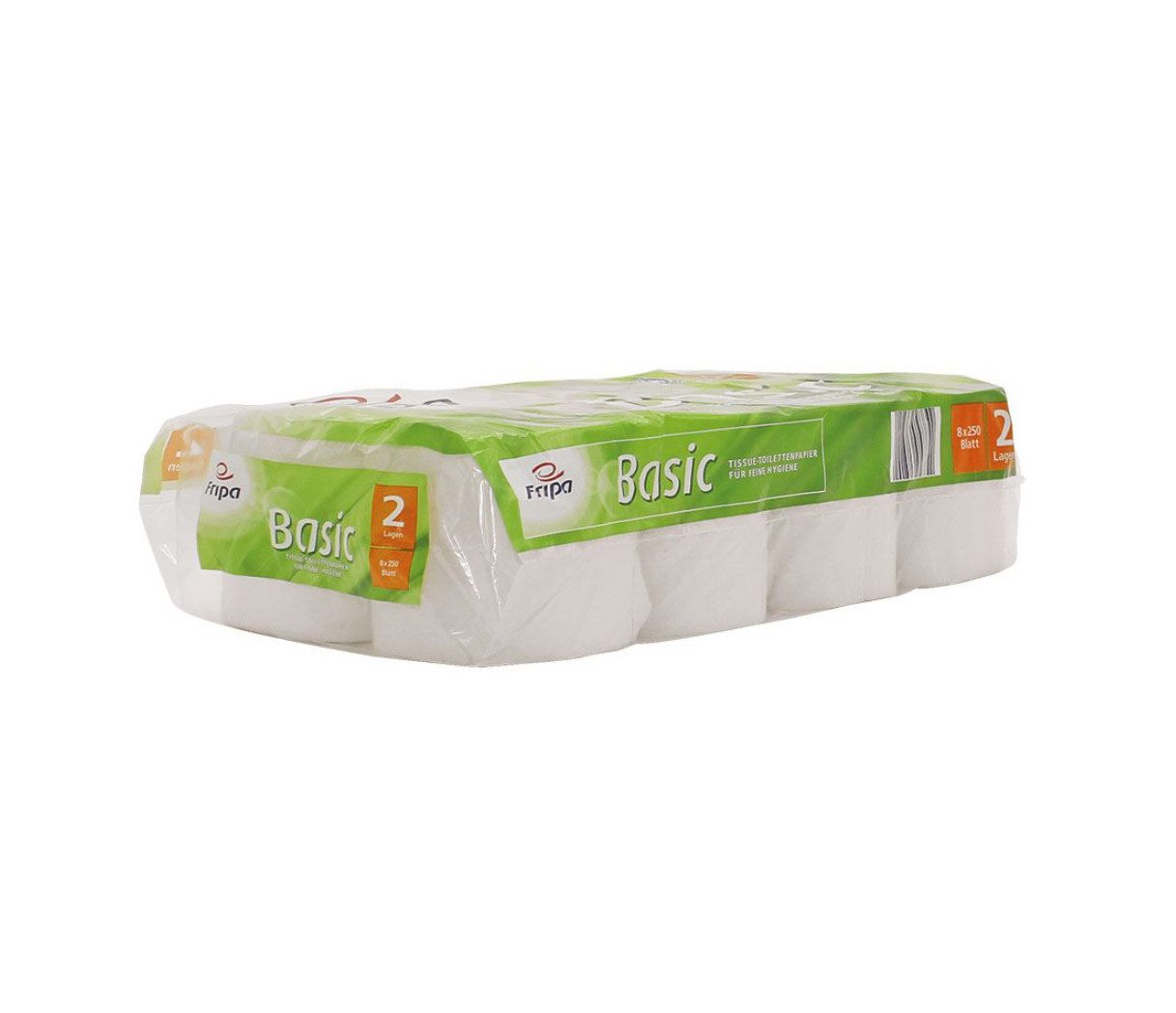 DocMed Toilettenpapier Fripa - Toilettenpapier basic, 2-lagig, 8 Rollen oder 8er Pack (Blauer Engel Zertifizierung 8-St. Toilettenpapier sanft und stark), Recyclingqualität, Praktisches Blattformat