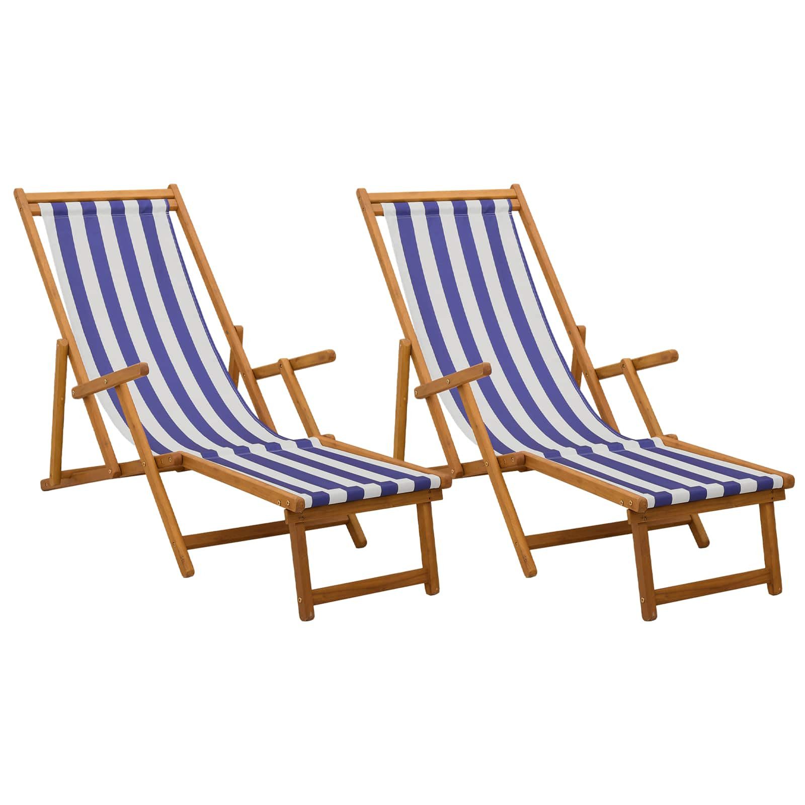 vidaXL Gartenliege Klappbare Sonnenliege 2 pcs 3 Position Massives Eukalyptus Holz, 2 St.