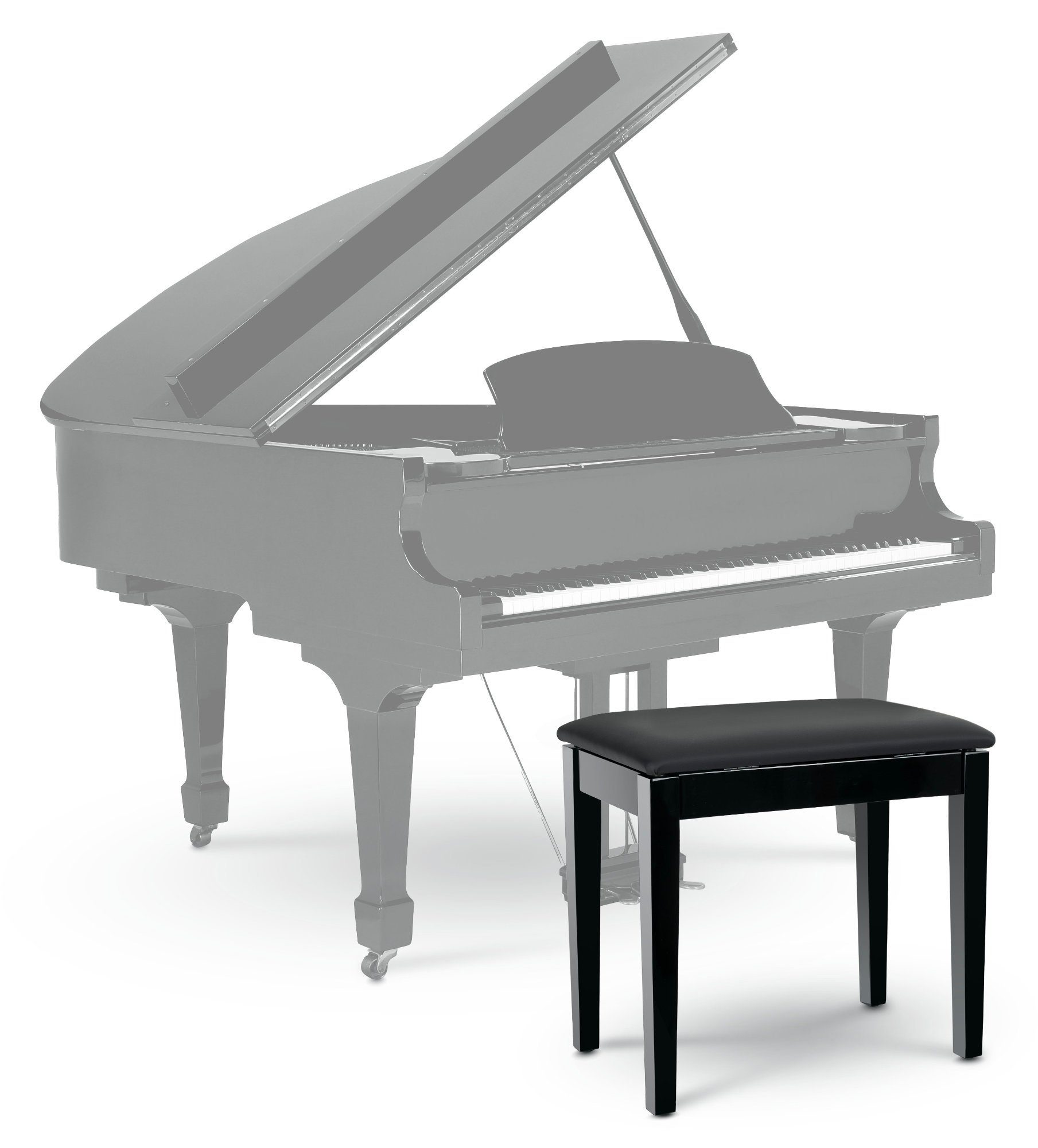 Classic Cantabile Klavierbank Schwarz Klavierhocker mit | Sitzfläche: der Staufach, S (Stabiler unter Ablagefach 1-St., Modell x Hochglanz cm), Sitzfläche Pianobank 33 53 Schwarz