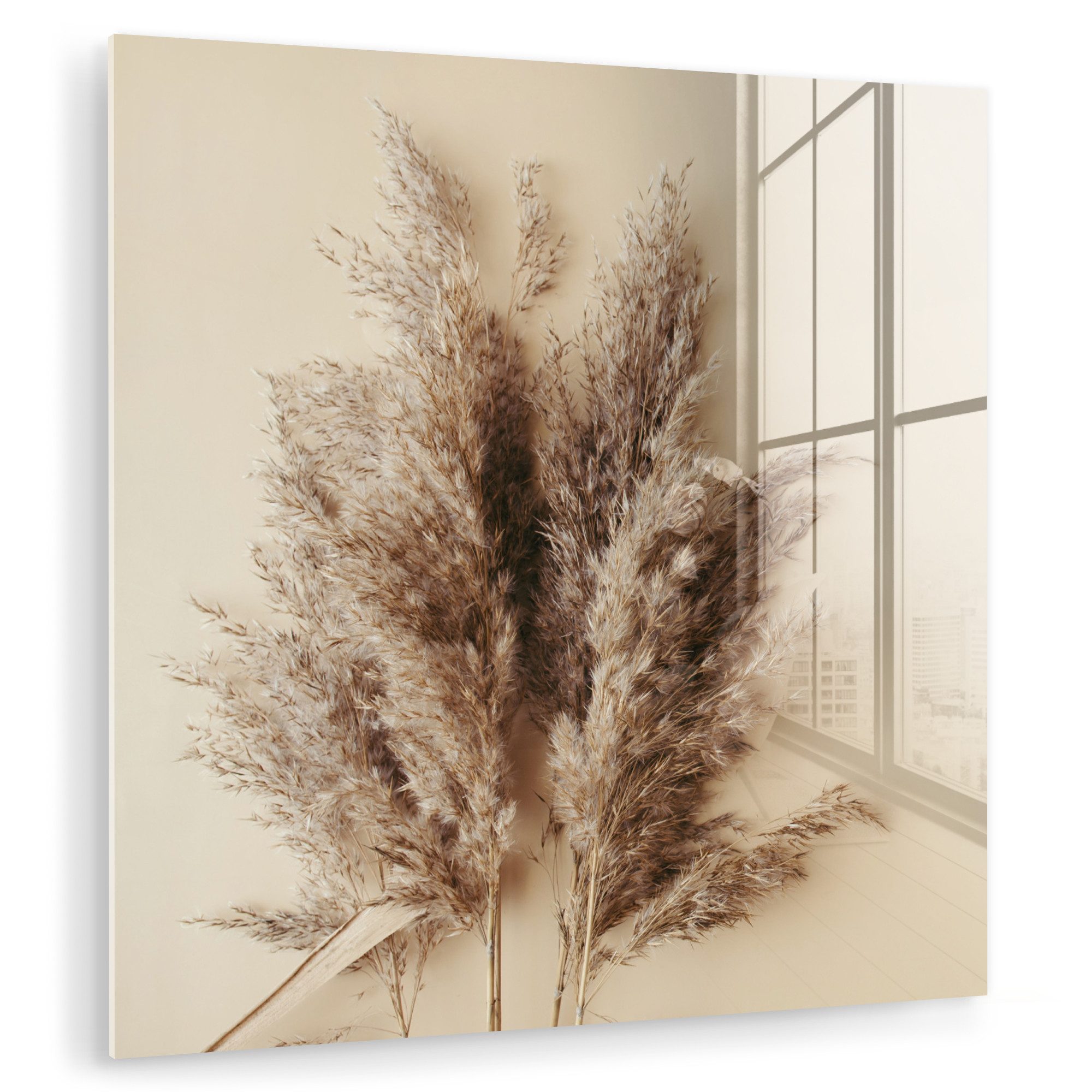 MuchoWow Acrylglasbild Körner - Pastell - Natur, Inkl. Aufhängung, Bilder auf Glas Wandbild, Wanddeko Wohnzimmer Badezimmer, 20x20 cm