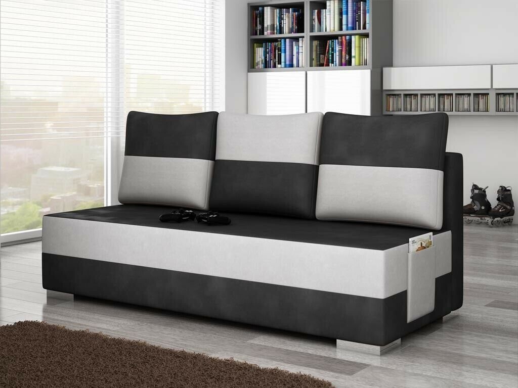 JVmoebel Sofa Braun-weißer Dreisitzer luxus Sofa 3-er Textilmöbel Couch Neu, Made in Europe Schwarz / Weiß