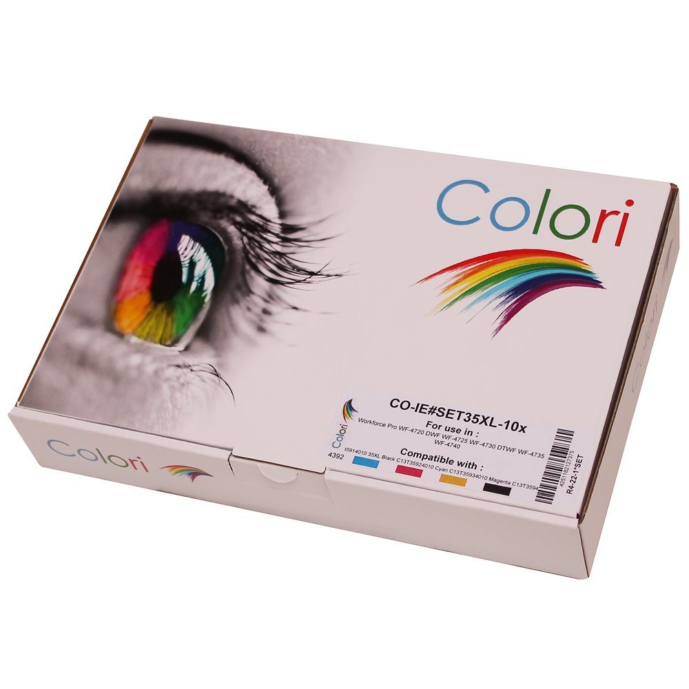 Colori Tintenpatrone (Kompatibles Set 10x Pro WF-4735DTWF Epson 35XL WF-4730DTWF WF-4730 Epson WF-4720DWF für Colori) Druckerpatrone WF-4740 WF-4720 von WF-4740DTWF WF-4725 für WorkForce WF-4735