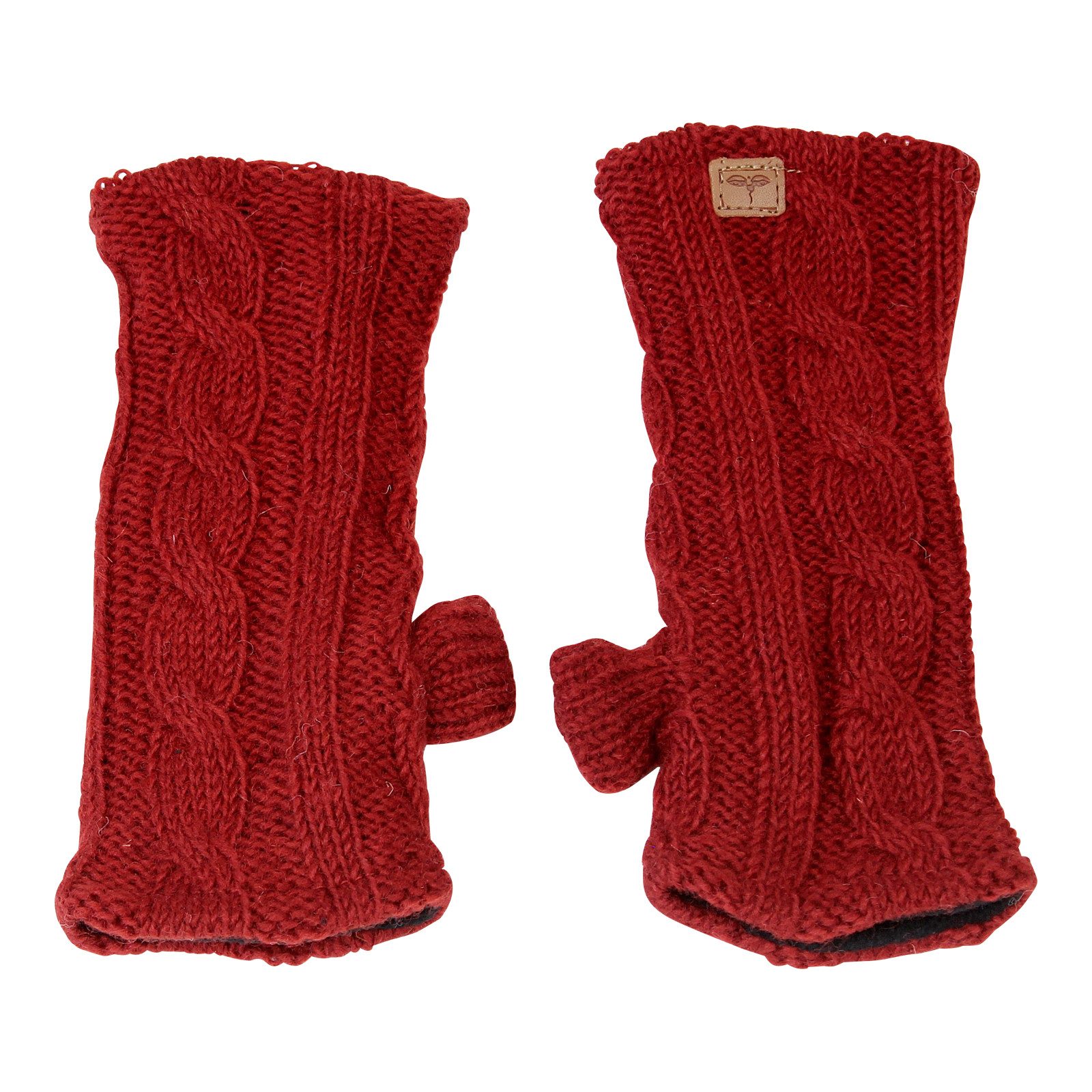 BUDDHA arts&more Armstulpen Pulswärmer Armstulpen Zopfmuster mit Daumen Handarbeit aus Nepal