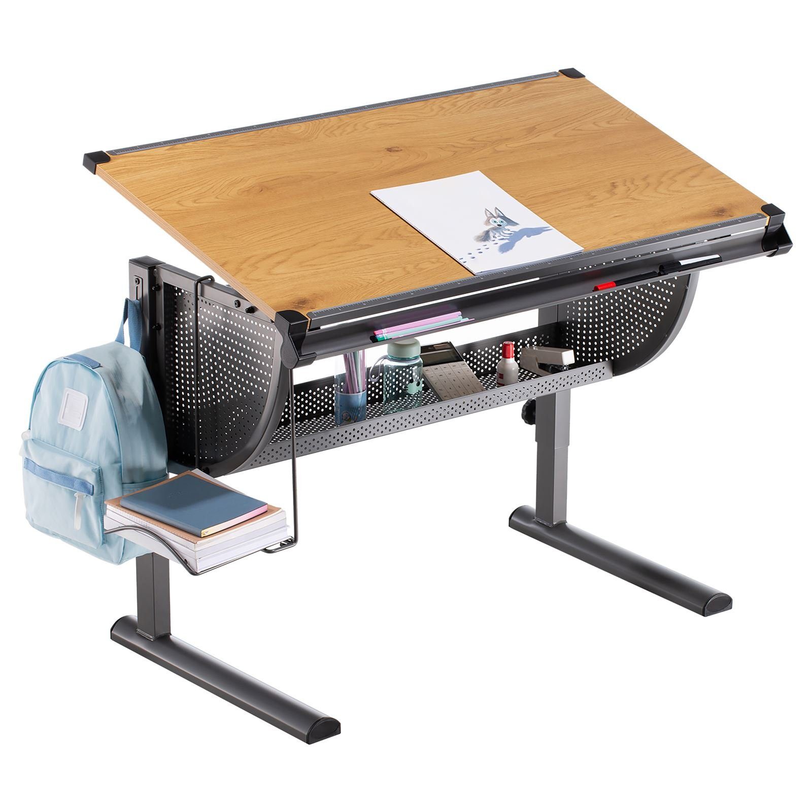 CARO-Möbel Kinderschreibtisch SARI, Lerntisch höhenverstellbar mit Rucksack günstig online kaufen