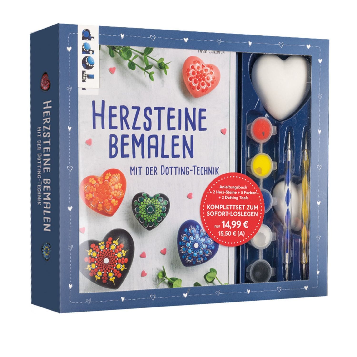 Kreativ-Set Herz-Steine bemalen mit der Dotting-Technik / Maja Condamin im Vergleich