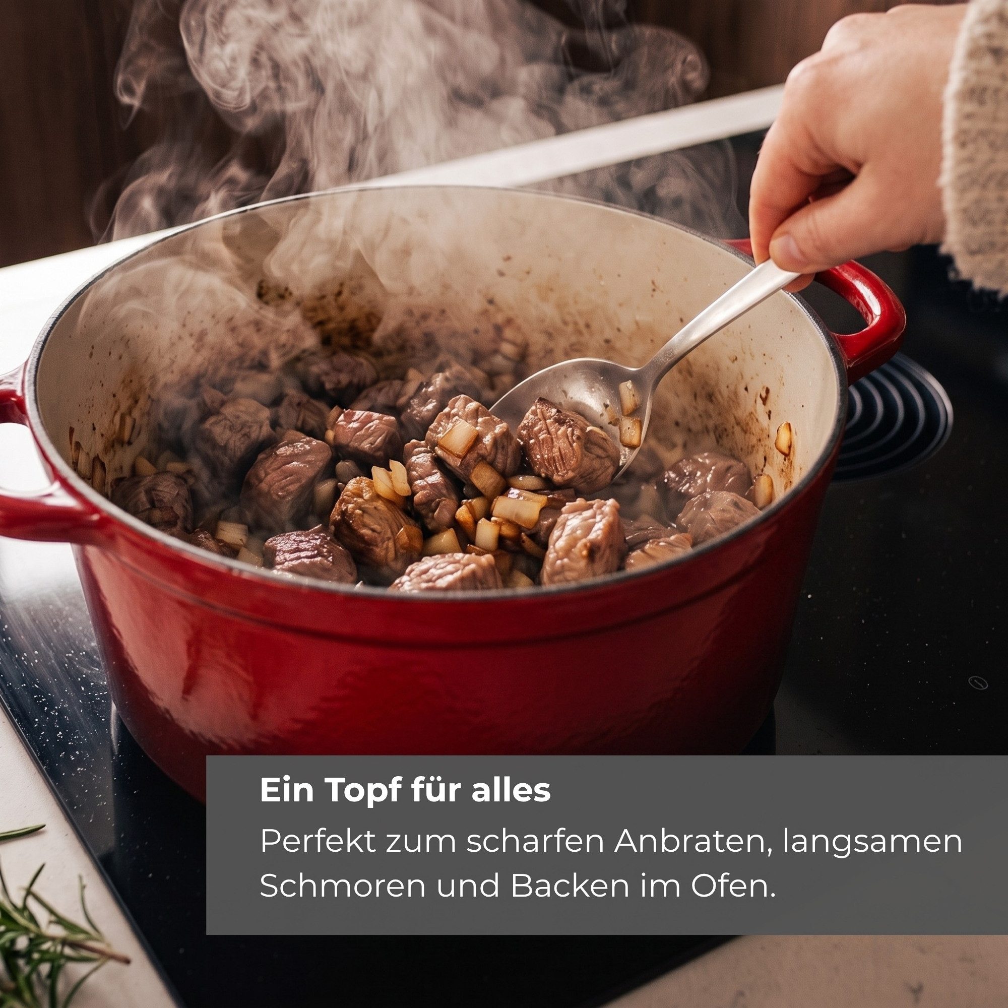 osoltus Kochtopf osoltus Bräter Schmortopf Gusseisen Topf 26cm 5,9 Liter Emaille – Bild 4 von 5