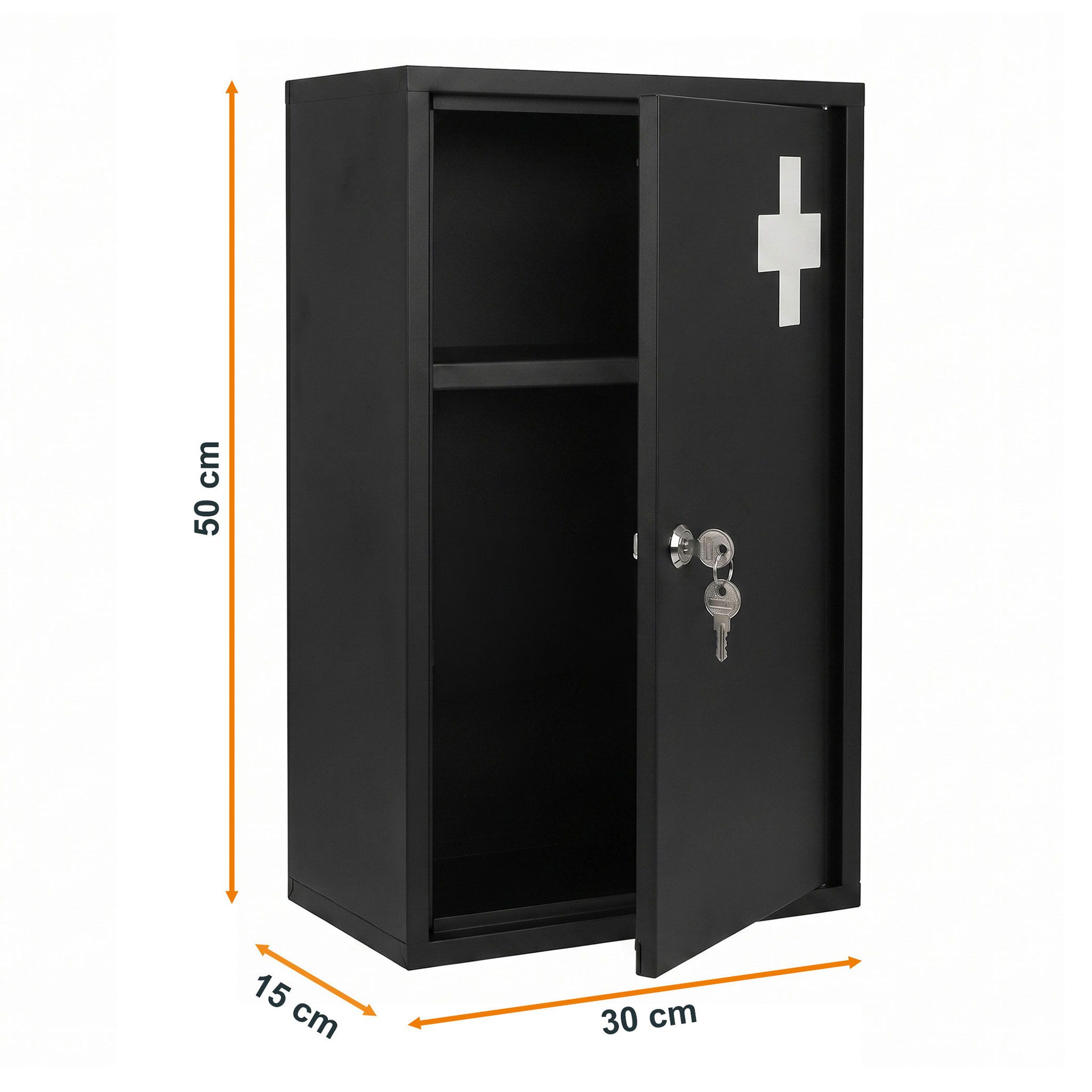 Spetebo Medizinschrank Metall Medizinschrank abschließbar inklusive 2 Schlüssel (Anzahl, 1-St., 50 x 30 cm) Arzneischrank inklusive 1 Ablagefach