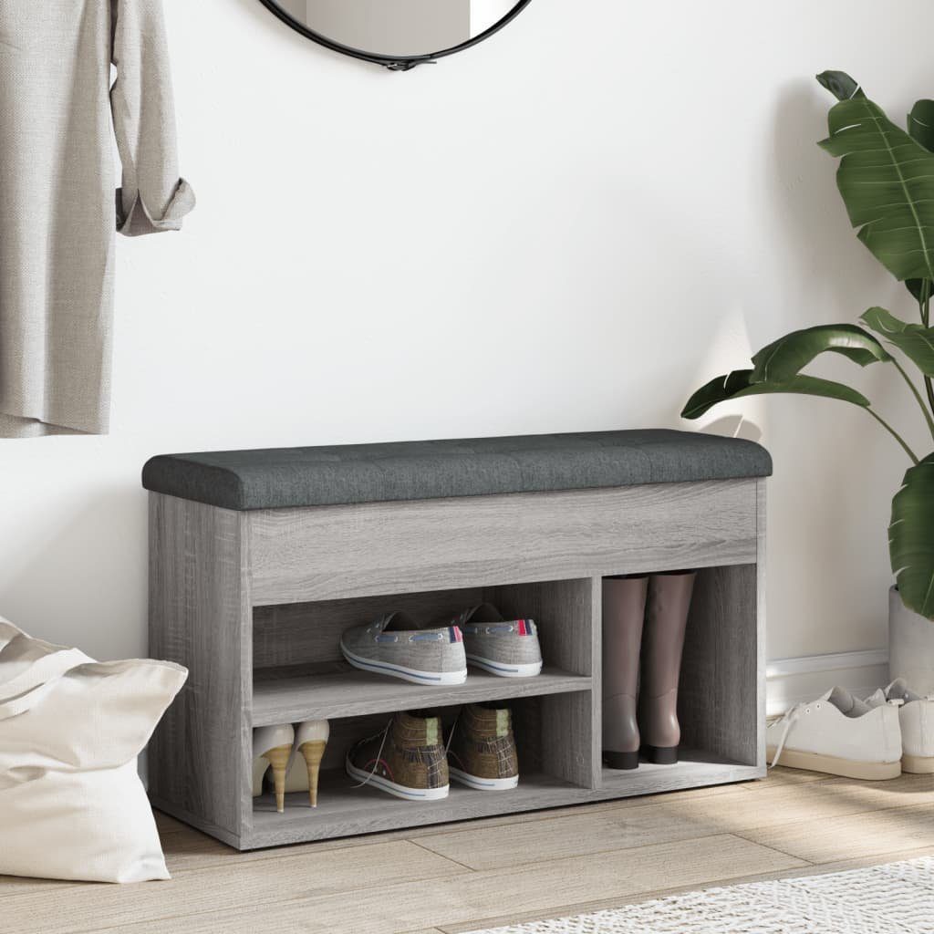 vidaXL Sitzbank Schuhbank Grau Sonoma 82x32x45,5 günstig online kaufen