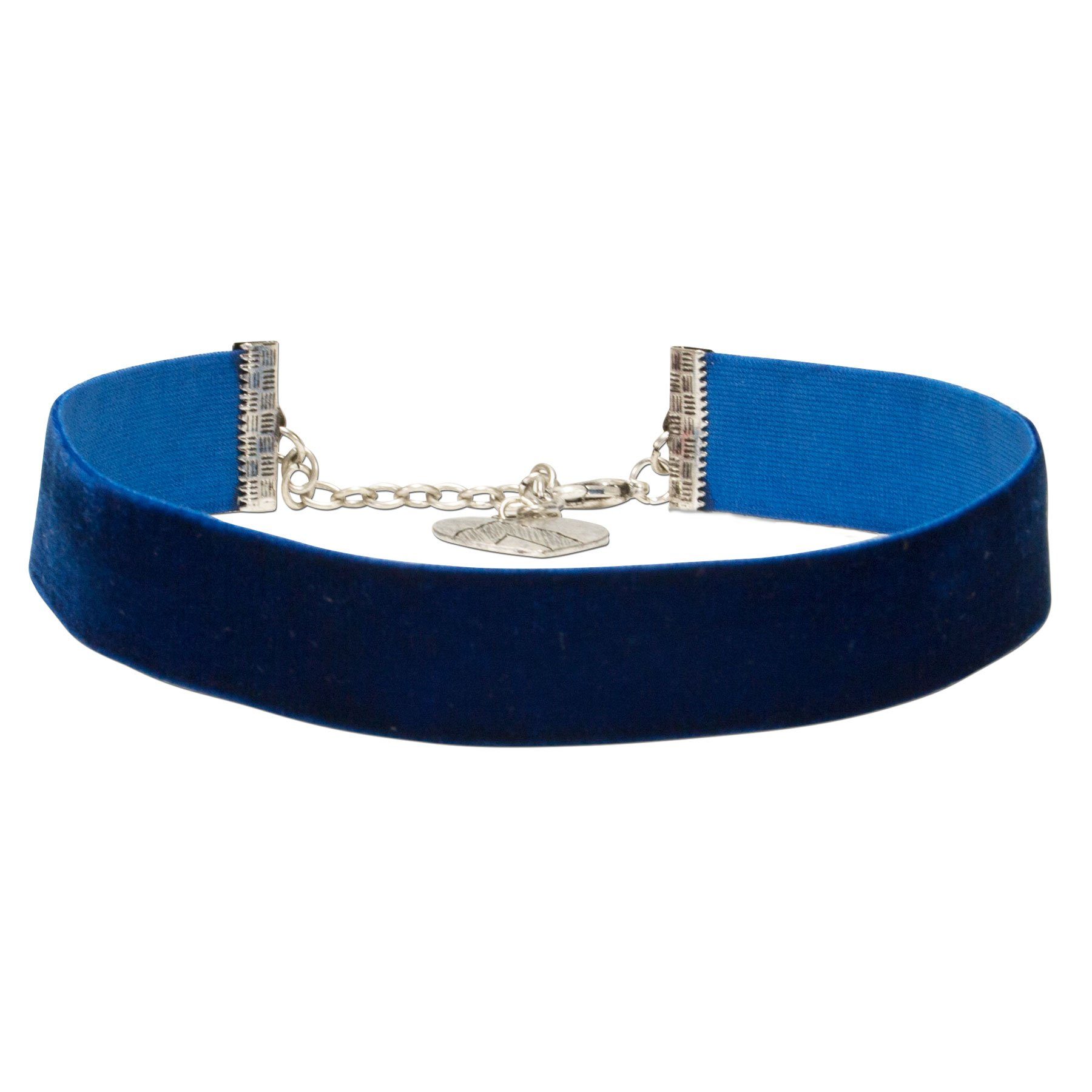 Alpenflüstern Choker Trachten-Samt-Kropfband breit (blau), - Trachtenkette enganliegend, Kropfkette elastisch, eleganter Damen-Trachtenschmuck, Samtkropfband