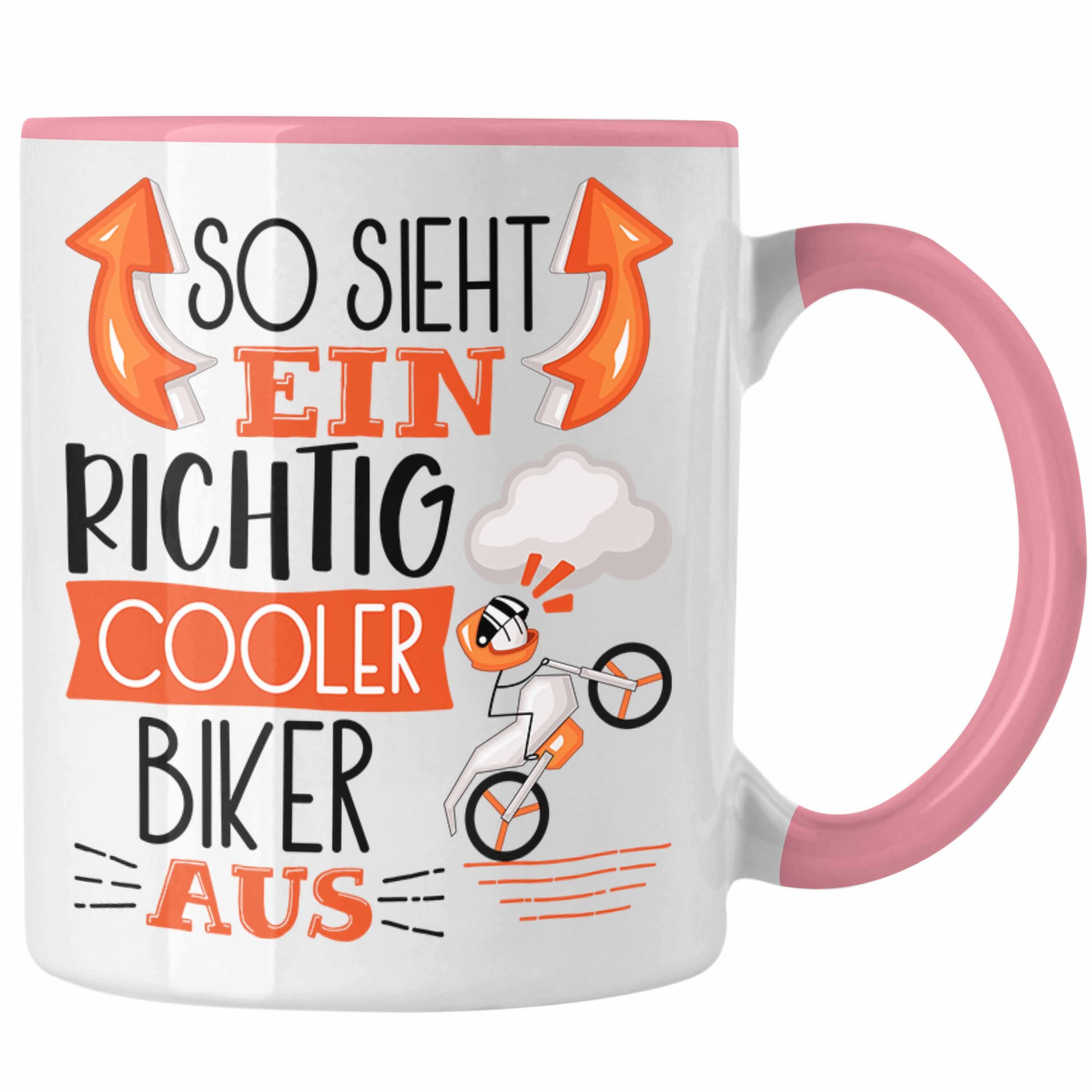 Trendation Tasse Biker Tasse Geschenk So Sieht Ein RIchtig Cooler Biker Aus Geschenkide Rosa