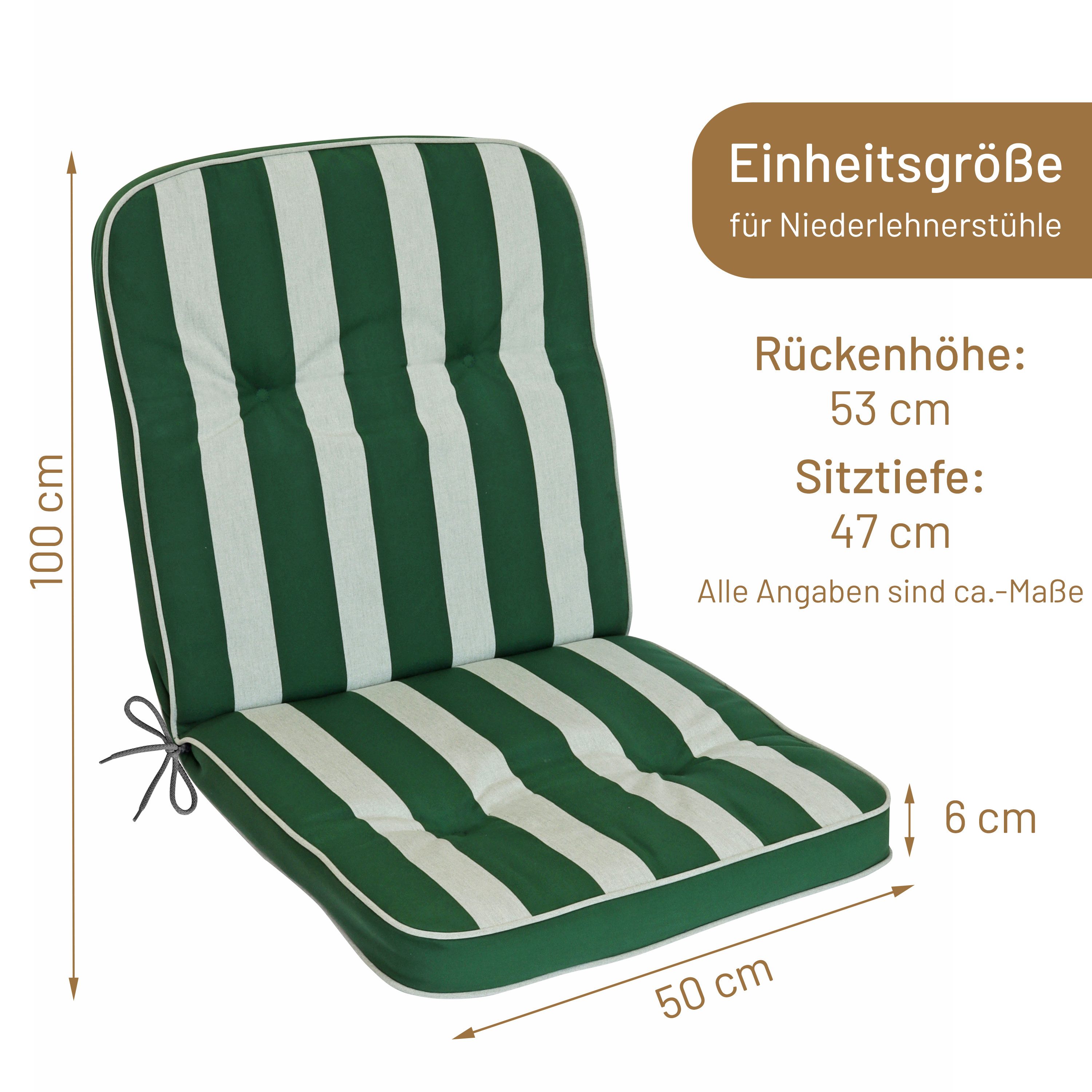 Herlag Polsterauflage Tilly, (1 St), Niedriglehner 100x50x6cm Blockstreifen Grün-Gestreift 1 Stück