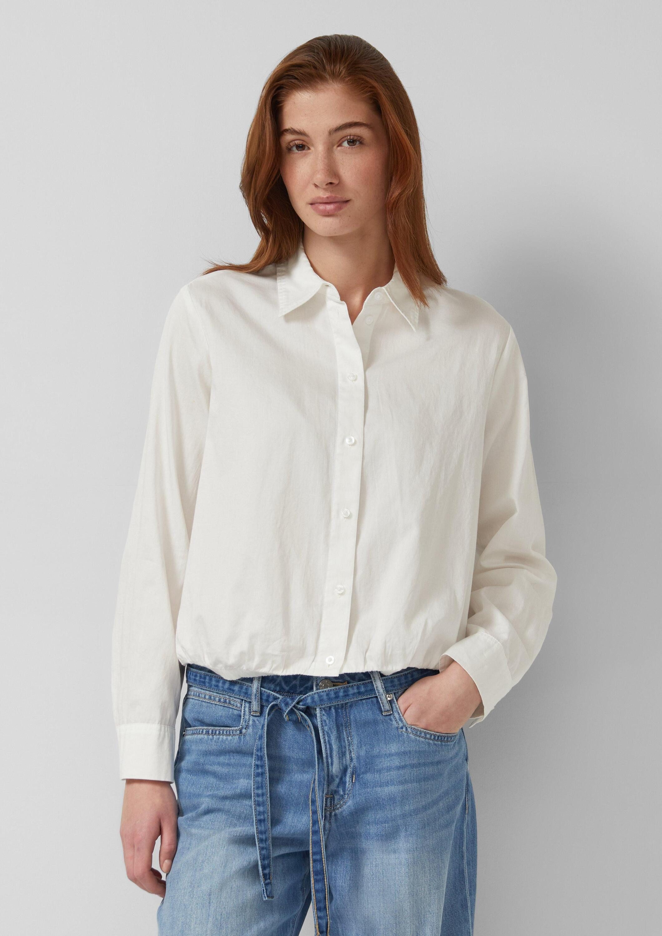 s.Oliver Langarmbluse Bluse Baumwollsatin-Bluse mit Raffung