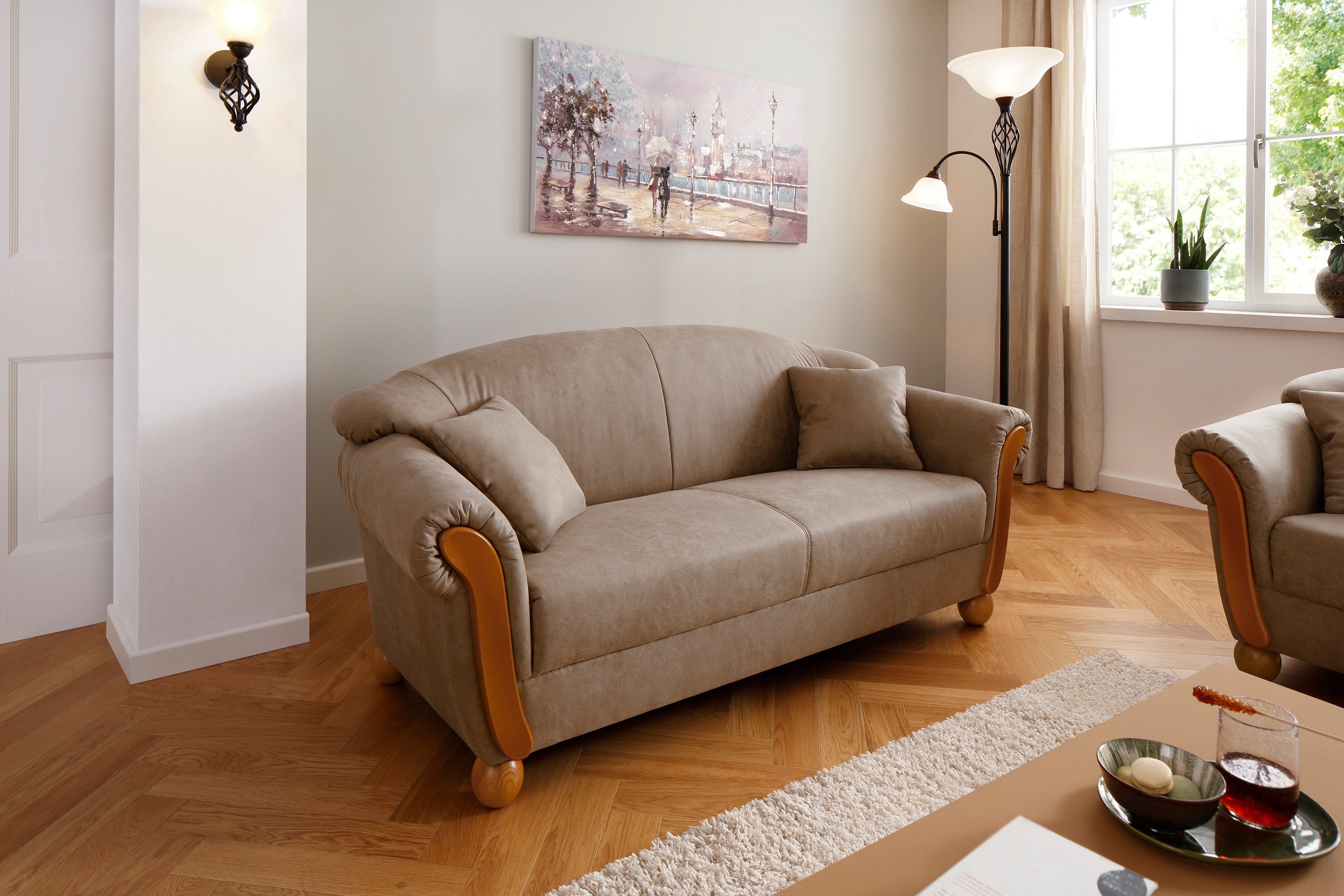 Home affaire 3-Sitzer "Milano Vintage", mit Federkern, Bezug in Lederoptik, günstig online kaufen