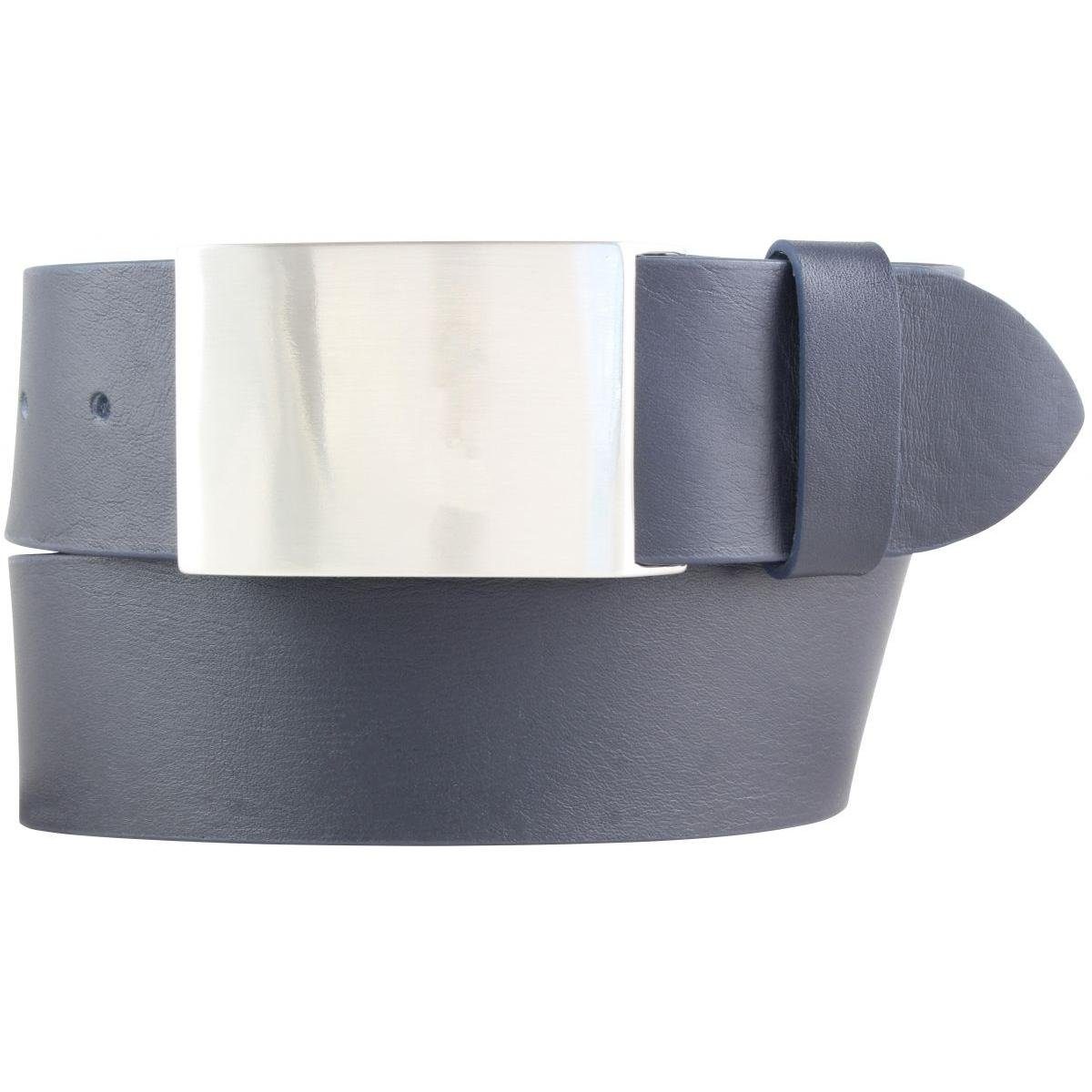 BELTINGER Ledergürtel Gürtel aus Vollrindleder 5,0 cm - Jeans-Gürtel für Herren 50mm - Jeans Marine, Silber