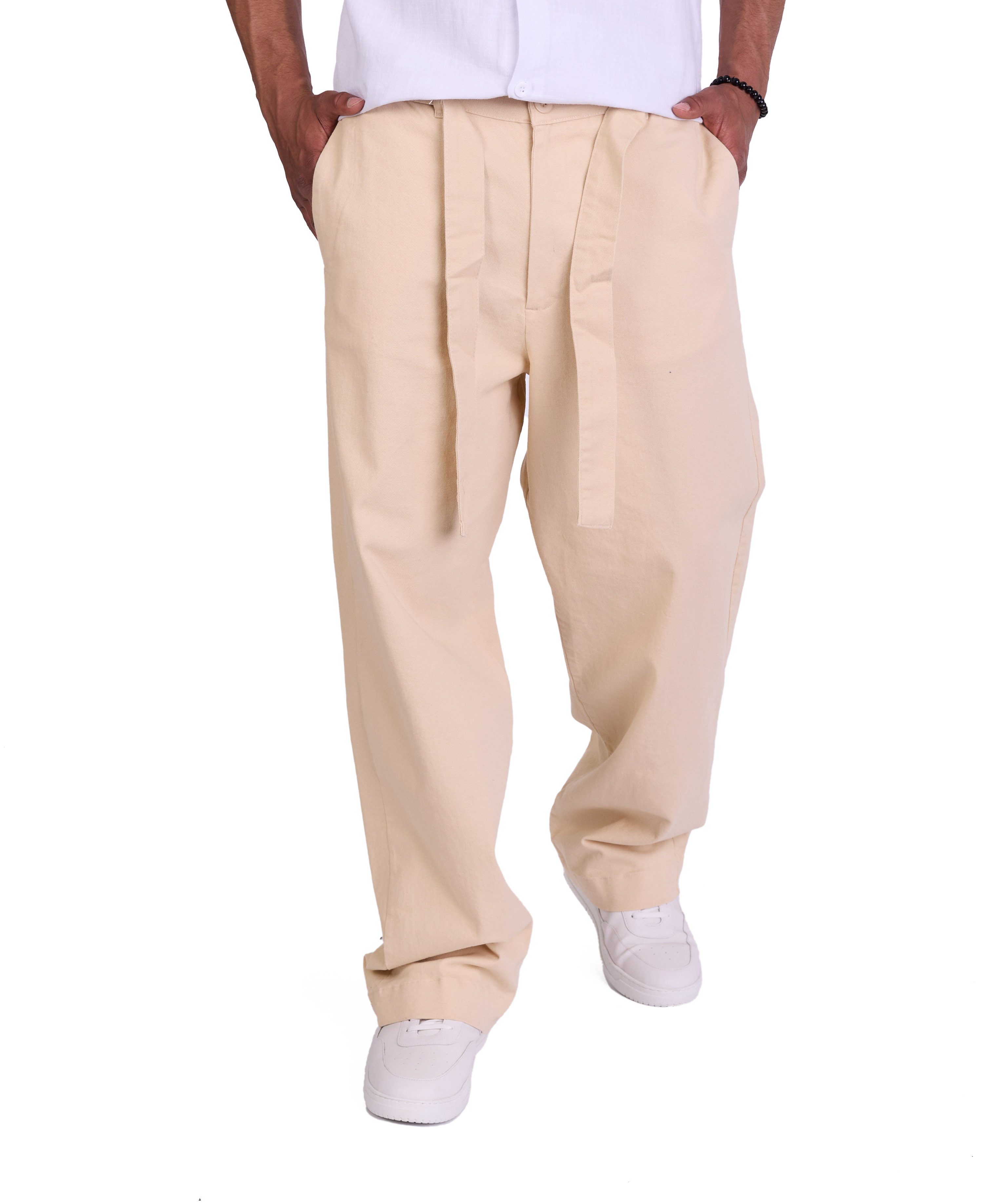 Denim Distriqt Loose-fit-Jeans Lässige Herren Baggy Chinohose Beige W29/L34 günstig online kaufen