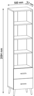 Feldmann-Wohnen Vitrine Brillo (1-St) Bücherregal 50cm grau Hochglanz weiß artisan eiche