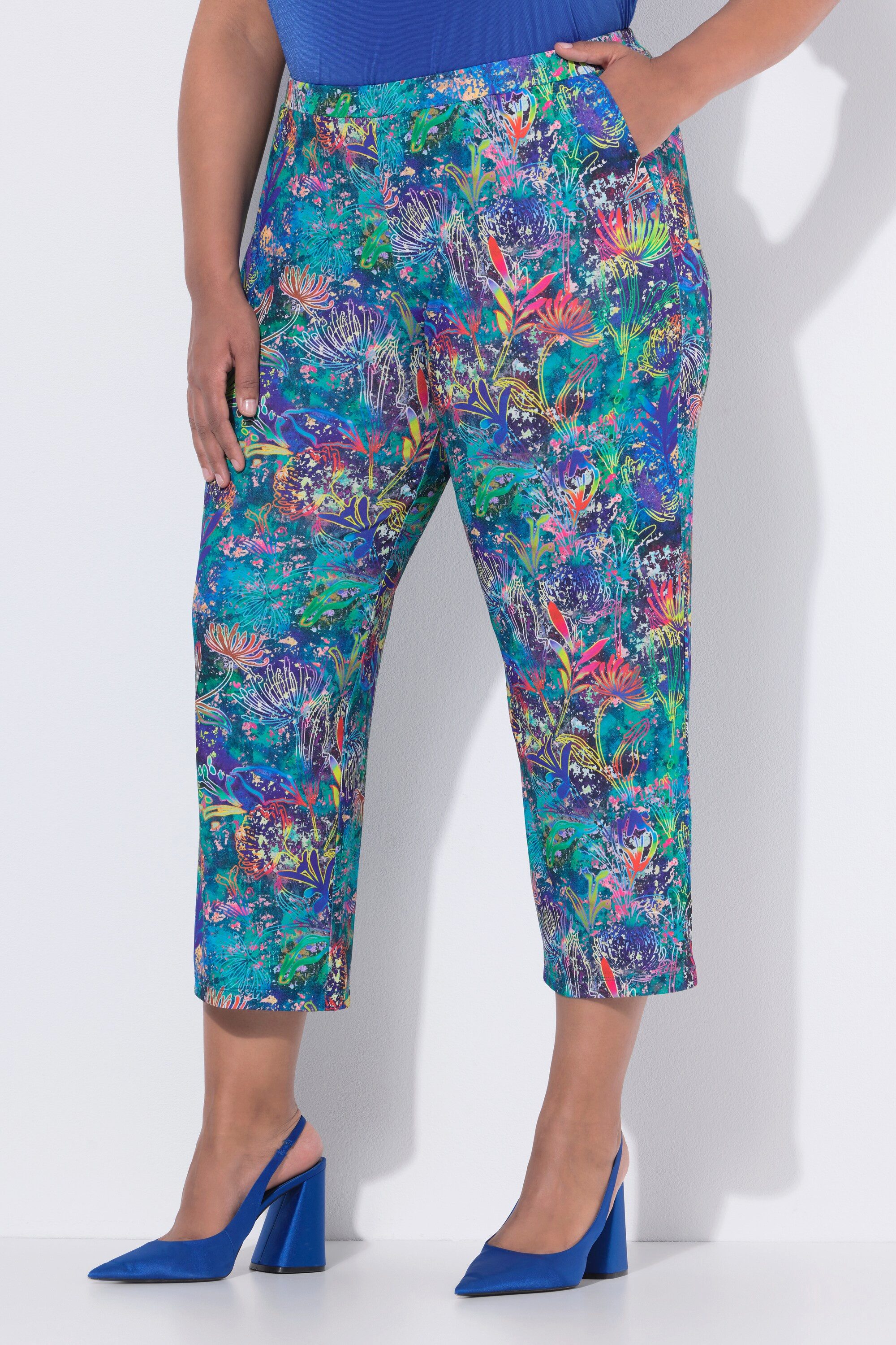 Ulla Popken Schlupfhose 7/8-Jerseyhose weites gerades Bein Elastikbund