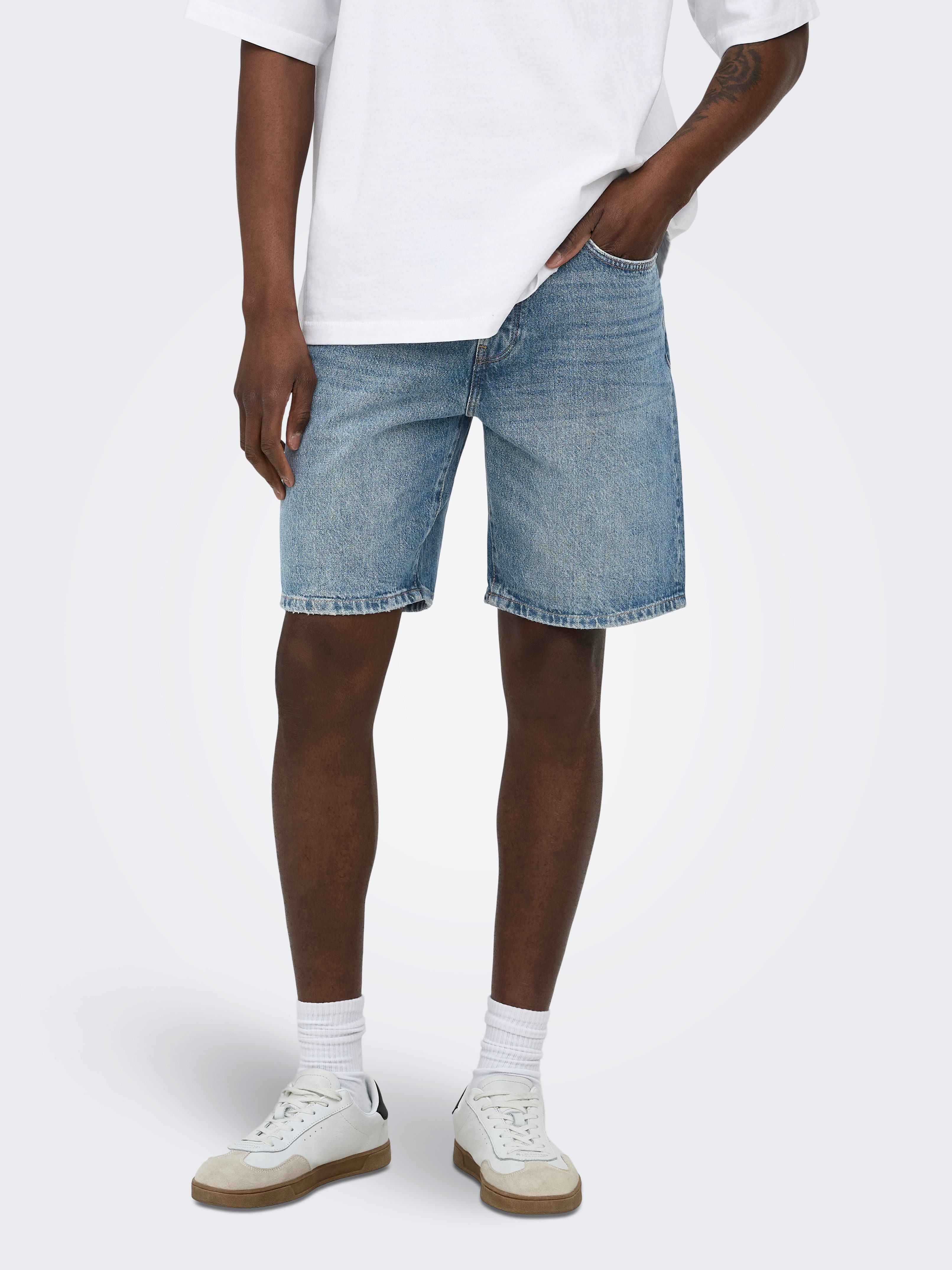 ONLY & SONS Jeansshorts ONSEDGE MB GREEN 3227 TAI DNM SHORTS Baumwolle, straight fit