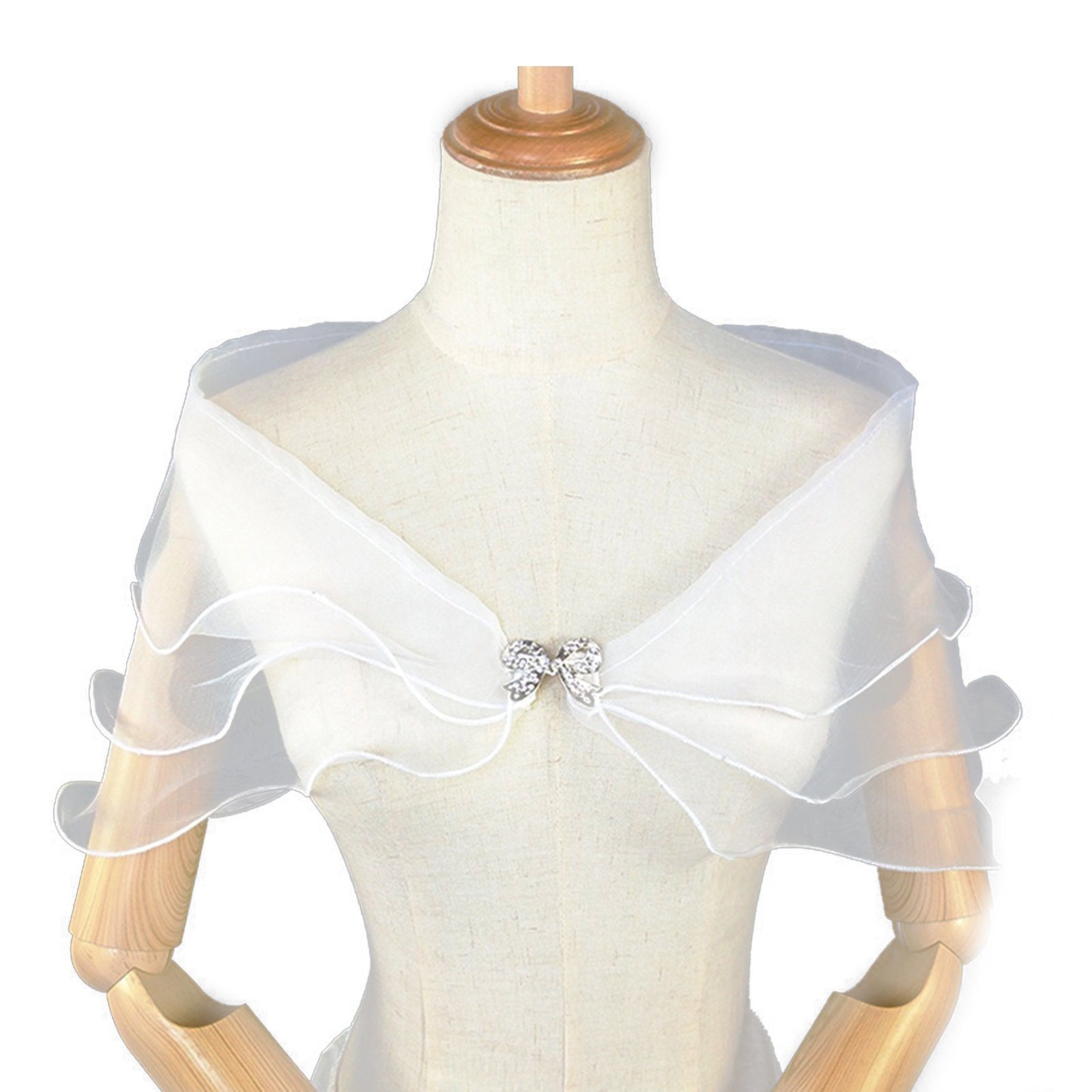 Blusmart Schal Hochzeit Braut Mit Bolero Gaze Schleife Beige Achselzucken Clip Mesh Schal