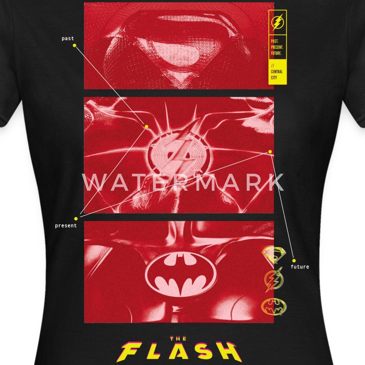 Spreadshirt T-Shirt The Flash Anzüge Supergirl Flash Batman Mit Logos Frauen T-Shirt (1-tlg) Slim Fit, fällt klein aus