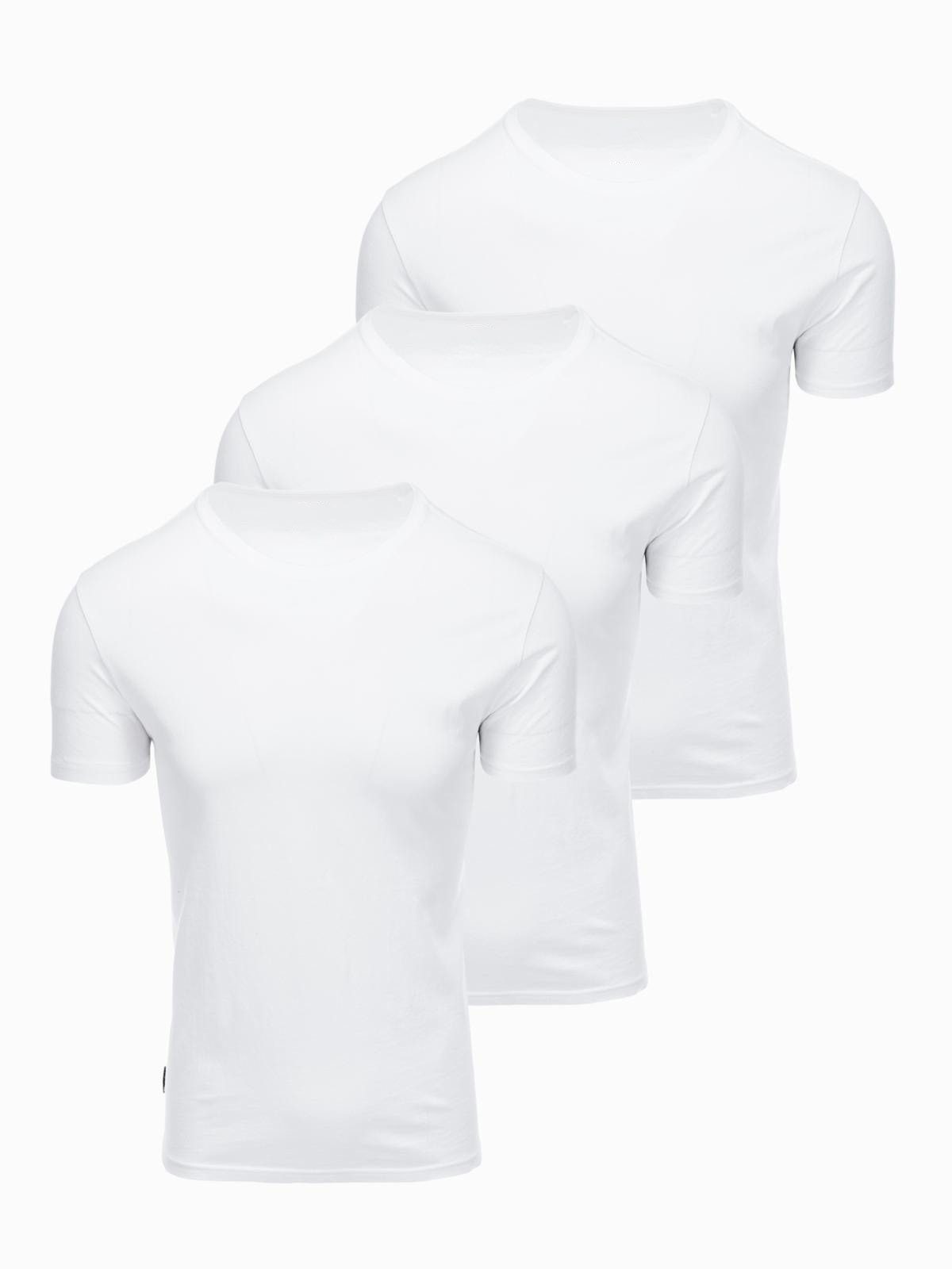 T-Shirt Herren T-Shirt Set Baumwolle Basic Rundhals Weiß XL