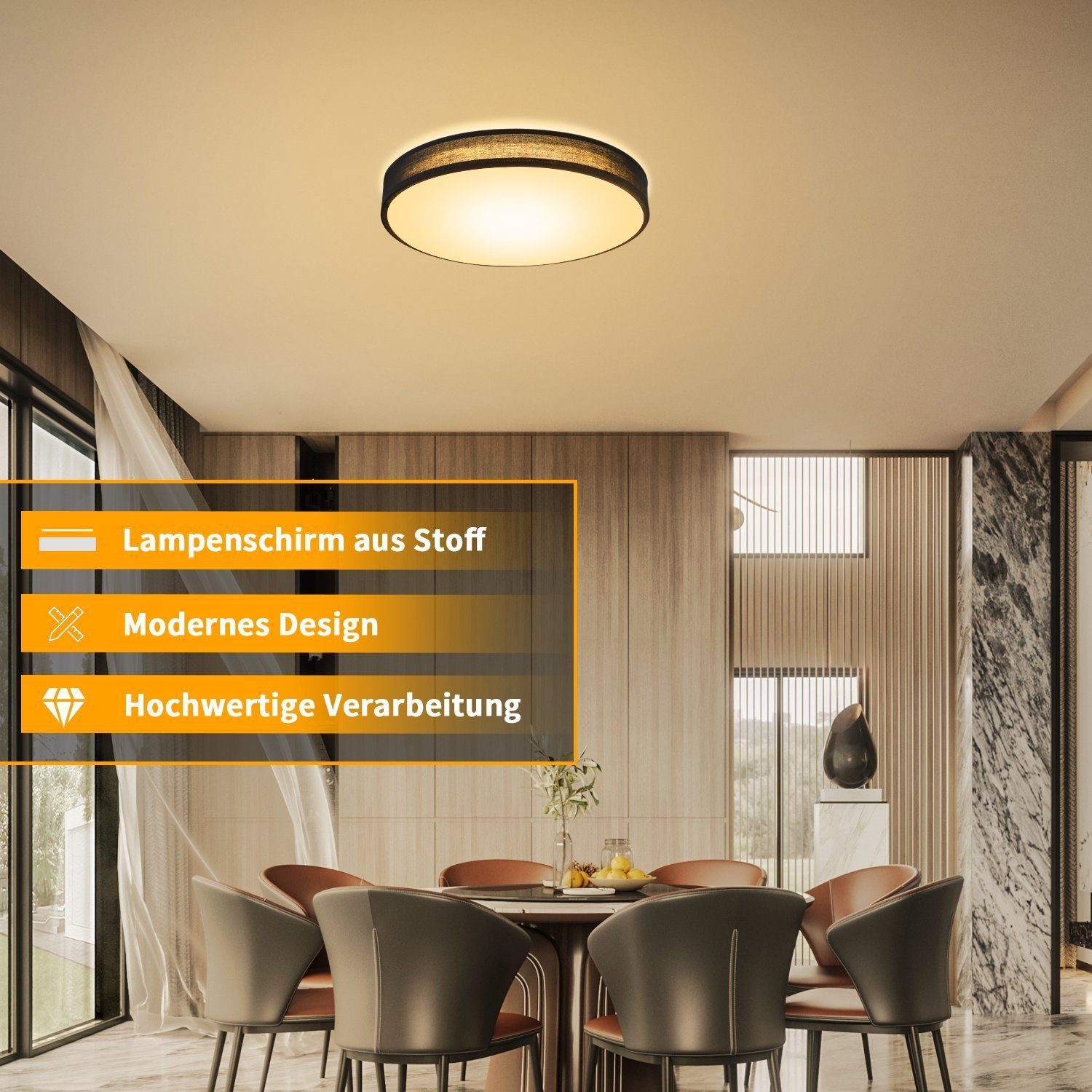 Nettlife LED Deckenleuchte Schlafzimmer Grün Stoffschirm günstig online kaufen