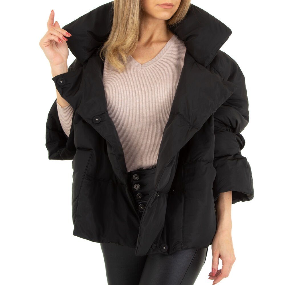 in Freizeit Gefüttert Winterjacke Ital-Design Damen Schwarz Winterjacke