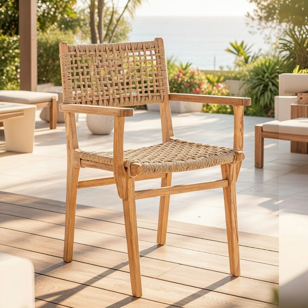 JVmoebel Gartenstuhl Eleganter Holzstuhl für Balkon und Terrasse