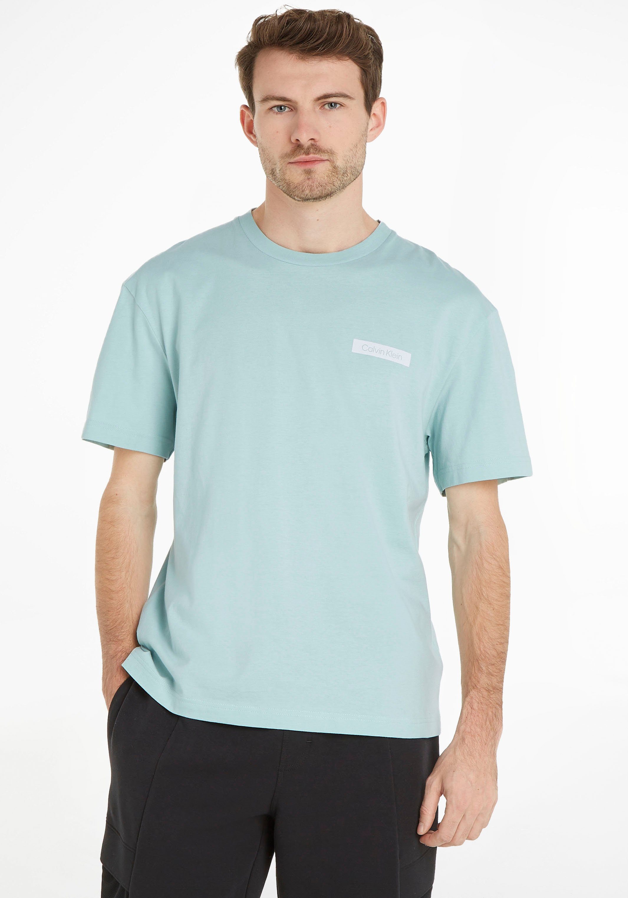 Calvin Klein Kurzarmshirt mit Calvin Klein Logodruck vorne und hinten ghost green