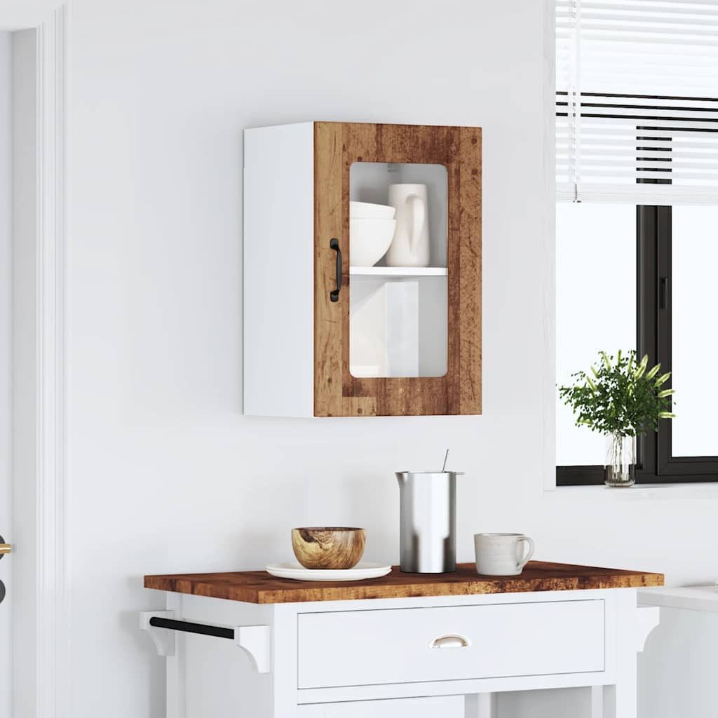 vidaXL Hängeschrank 40 x 31 x 60 cm Küchen-Hängeschrank mit Glastür Lucca Altholz-Optik