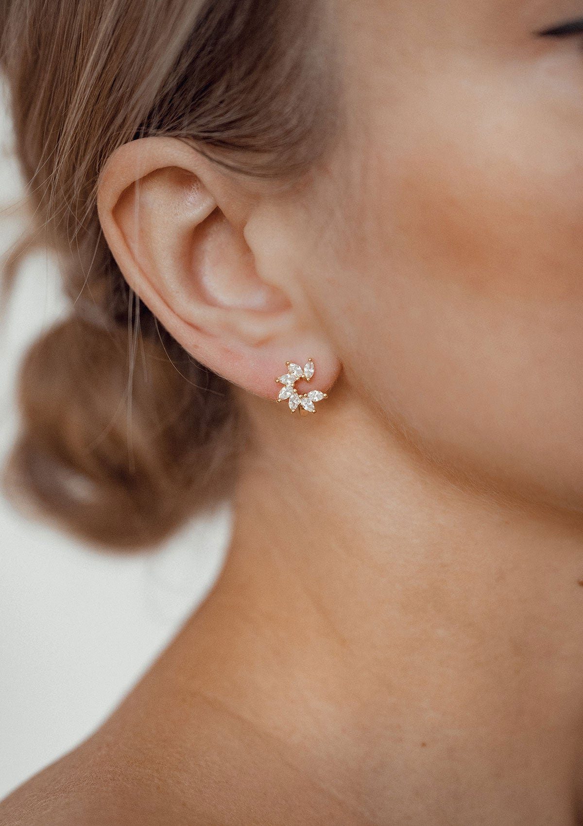 Hey Happiness Paar Creolen Zirkon Blumeblätter, 925er Silber, Silber Ohrrin günstig online kaufen