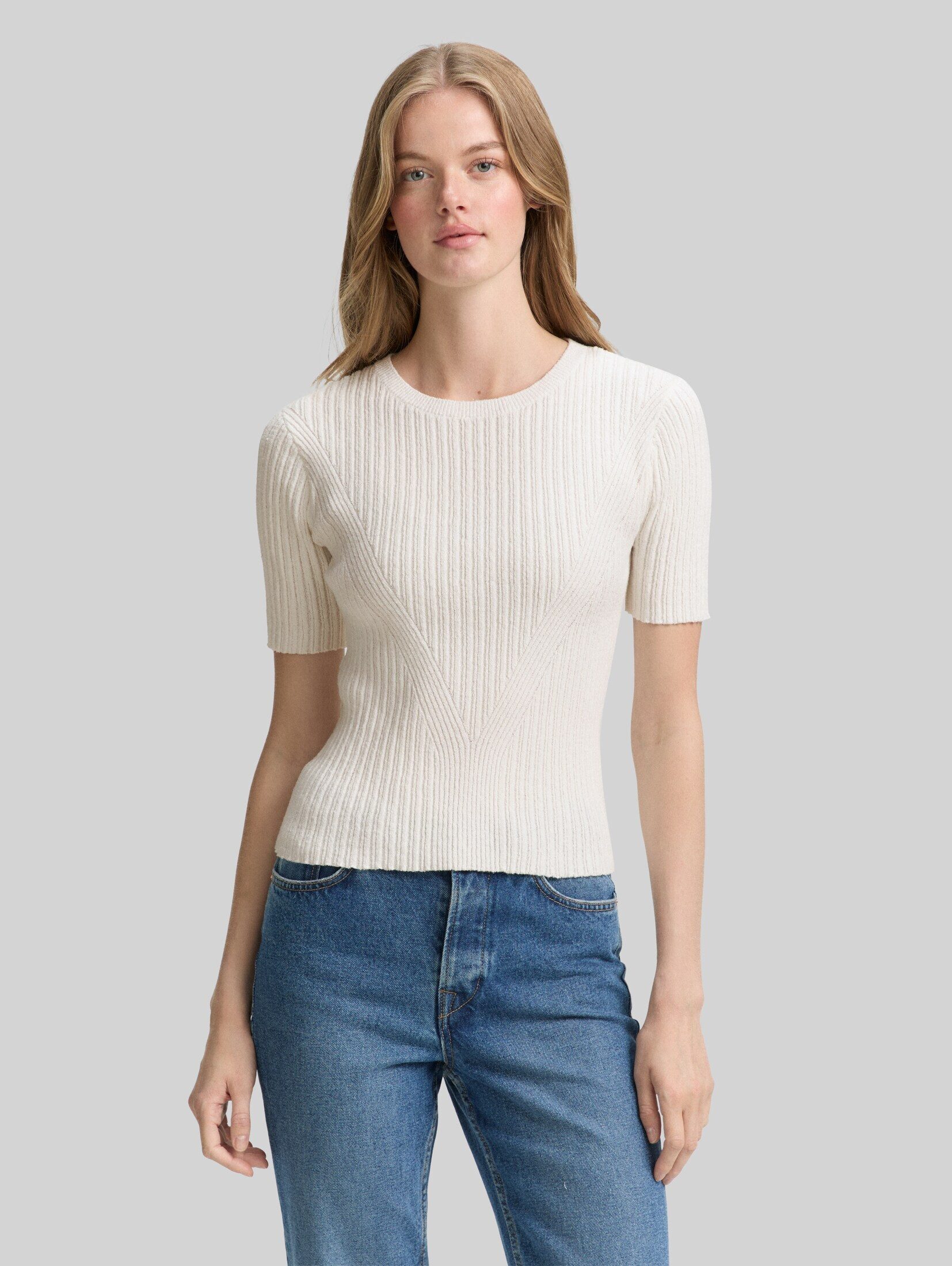 TOM TAILOR Denim Strickpullover Pullover & Strickjacken Strickpullover mit Rippstruktur