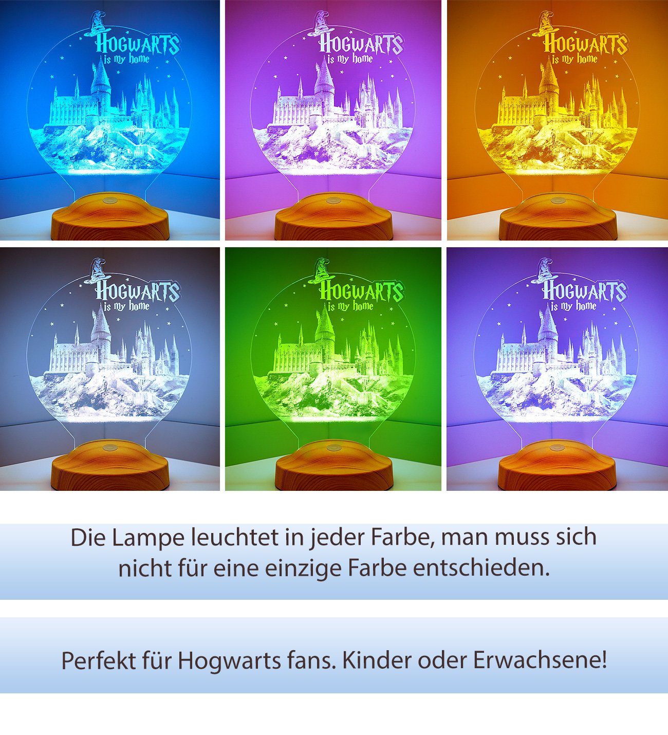 LED Jungen Hogwarts Leuchte 7 Kinder, 3D Mädchen, Weihnachtsgeschenk Harry Freunde, integriert, Farben Nachtlicht Geschenke für fest für Nachttischlampe Geschenkelampe Potter