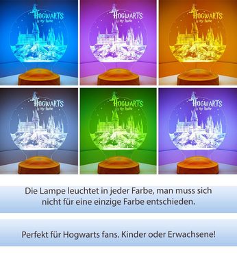Geschenkelampe LED Nachttischlampe Hogwarts Harry Potter 3D mehrfarbiges Nachtlicht Geschenke für Kinder, Leuchte 7 Farben fest integriert, Geburtstagsgeschenk für Freunde, Mädchen, Jungen, HP Fans, Kollegen
