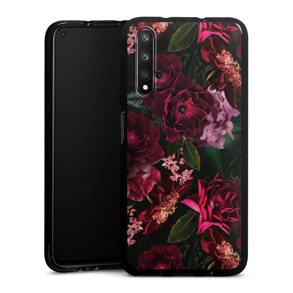 DeinDesign Handyhülle Rose Blumen Blüte Dark Red and Pink Flowers, Huawei Nova 5T Silikon Hülle Bumper Case Handy Schutzhülle