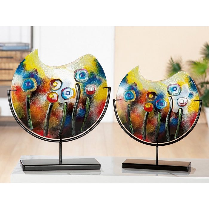 GILDE GLAS art Dekovase Fresh Flowers handbemalt mit Fusingglas-Elementen VG9756