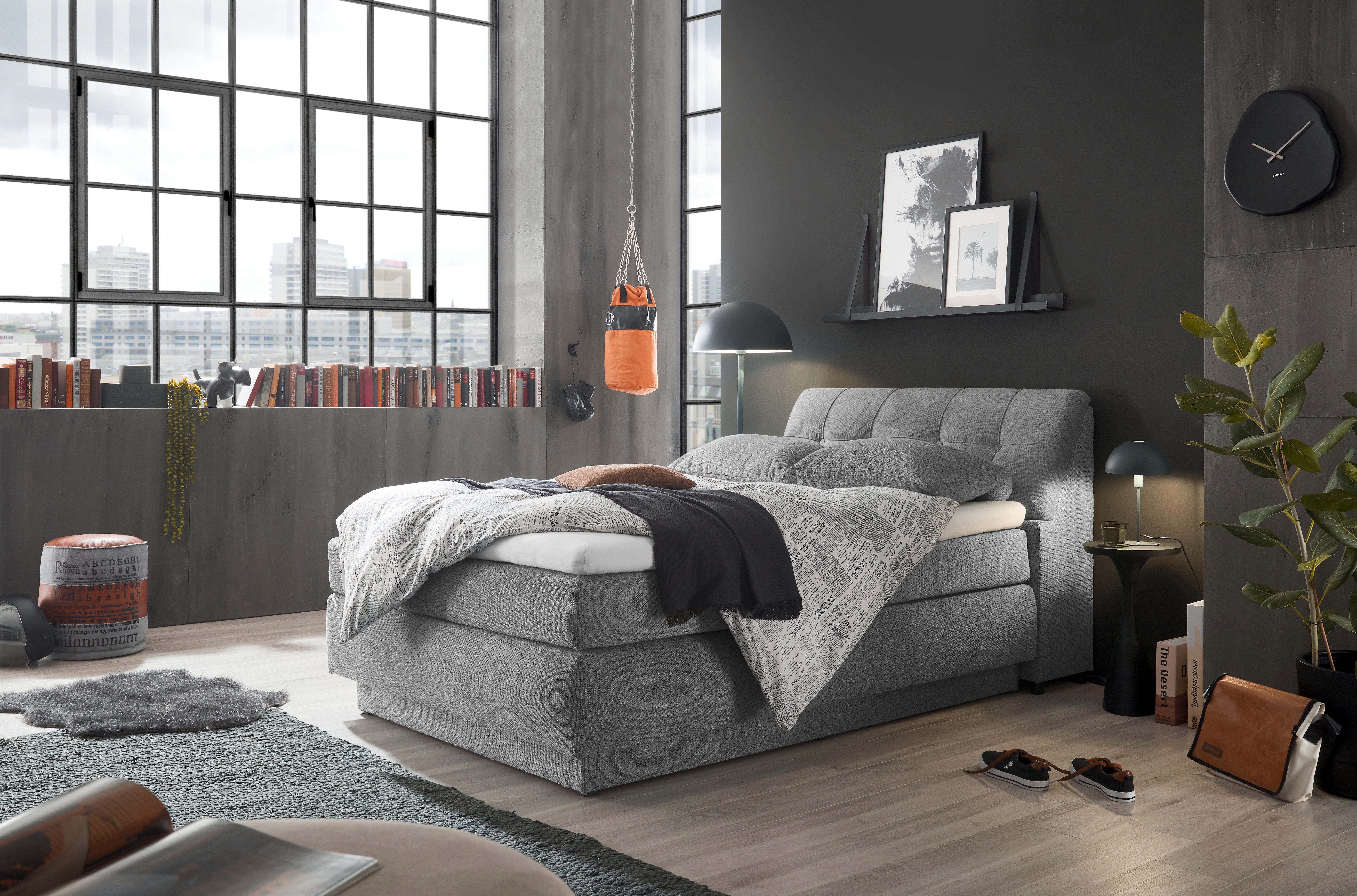 set one by Musterring Boxspringbett Fairfield, mit Bettkasten, Kopfteil in Kassettenoptik, Breite 120 oder 140 cm