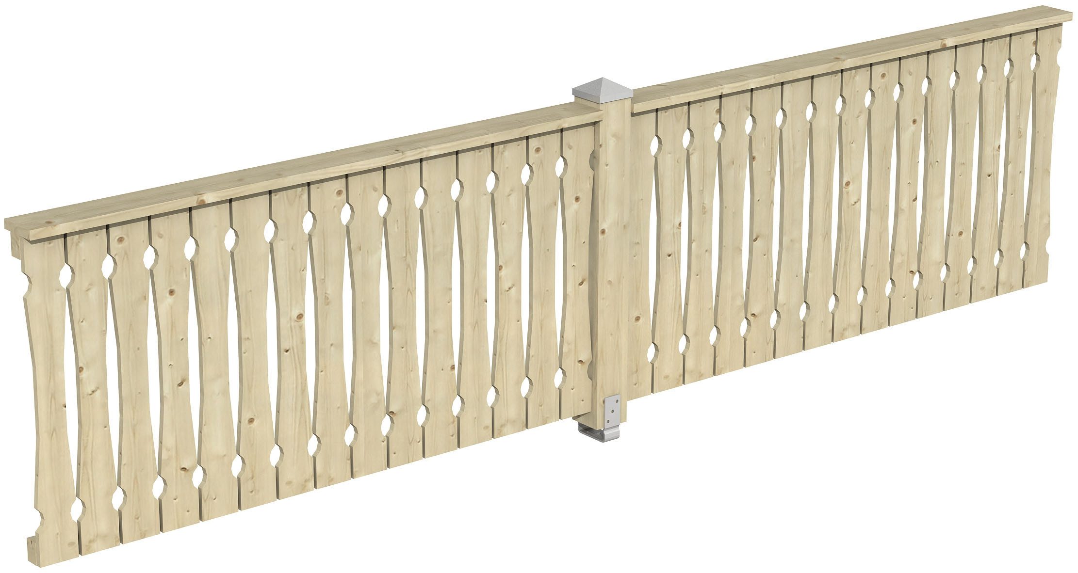 Skanholz Brüstungsgeländer Balkonschalung, 400 cm Länge, 96 cm Höhe, mit 1 Pfosten