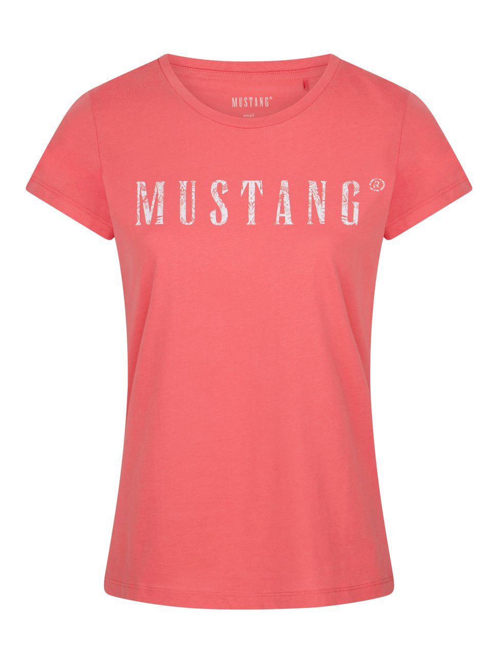 MUSTANG T-Shirt Damen Logo Printshirt Alexia C Logo Slim Fit (4-tlg) Basic Kurzarm Tee Shirt mit Rundhalsausschnitt aus 100% Baumwolle