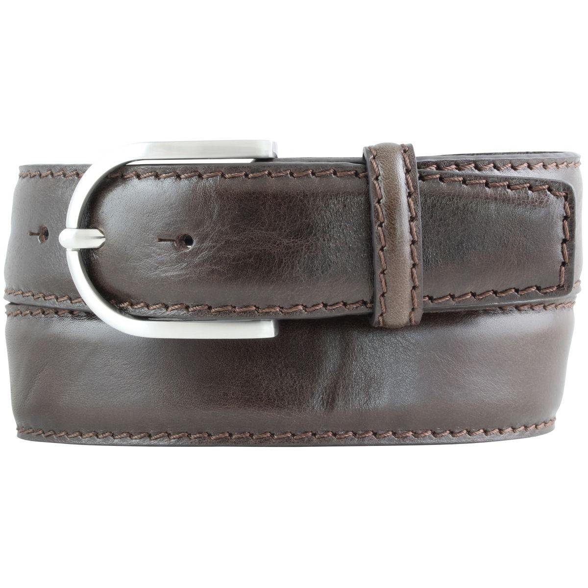 Ledergürtel Damen-Gürtel aus Vollrindleder mit Naht 4 cm - Jeans-Gürtel für Damen