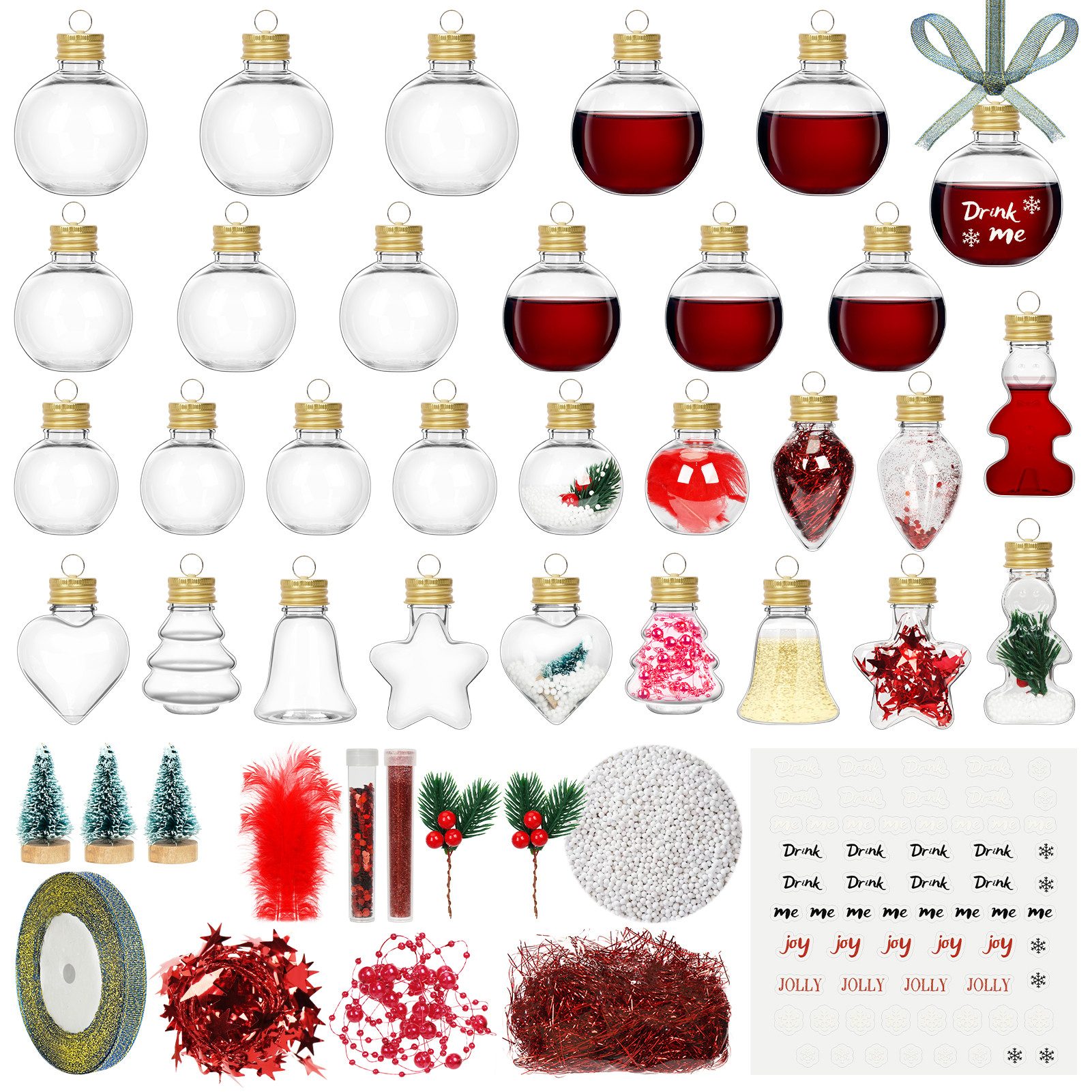 OSTWOLKE Weihnachtsbaumkugel 30x Christbaumkugeln Weihnachtskugeln zum Befüllen DIY Festliche Deko, Durchsichtige Kugeln, geeignet zum …