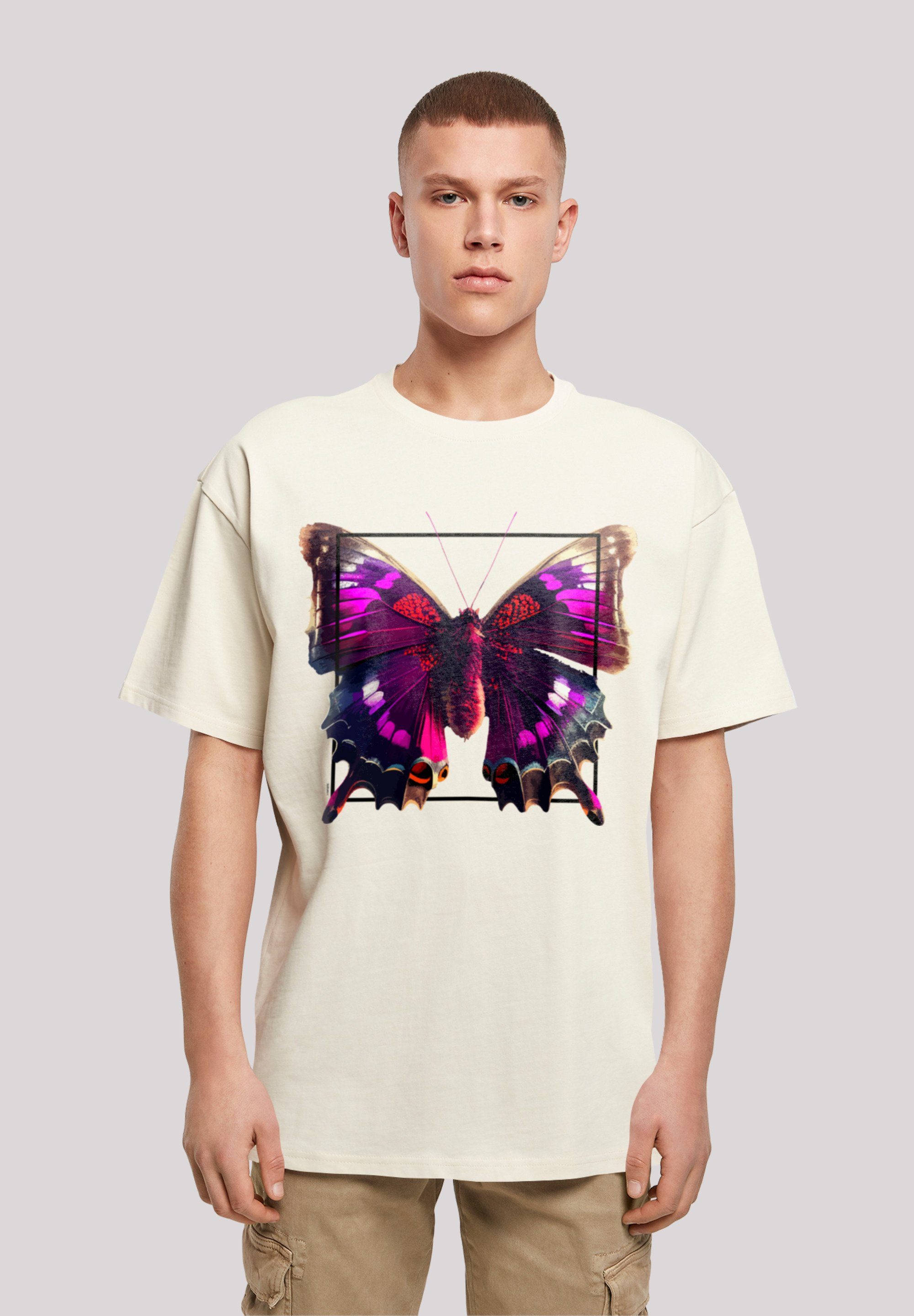 TEE Schmetterling sand F4NT4STIC OVERSIZE Pink Print T-Shirt