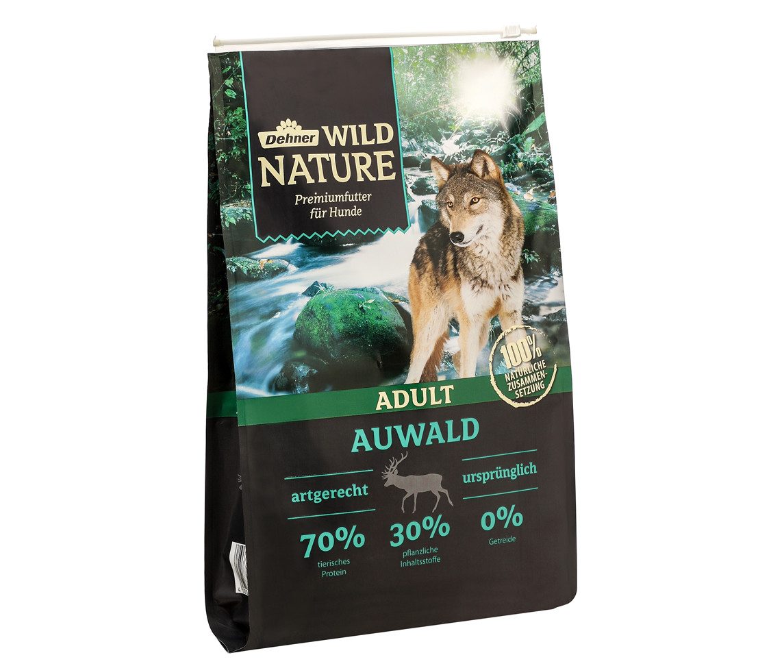 Dehner Wild Nature Auwald Adult Wild, 4 kg / 12 kg, getreidefrei / zuckerfrei Wild, Trockenfutter für: Hunde, Trockenfutter für ausgewachsene Hunde