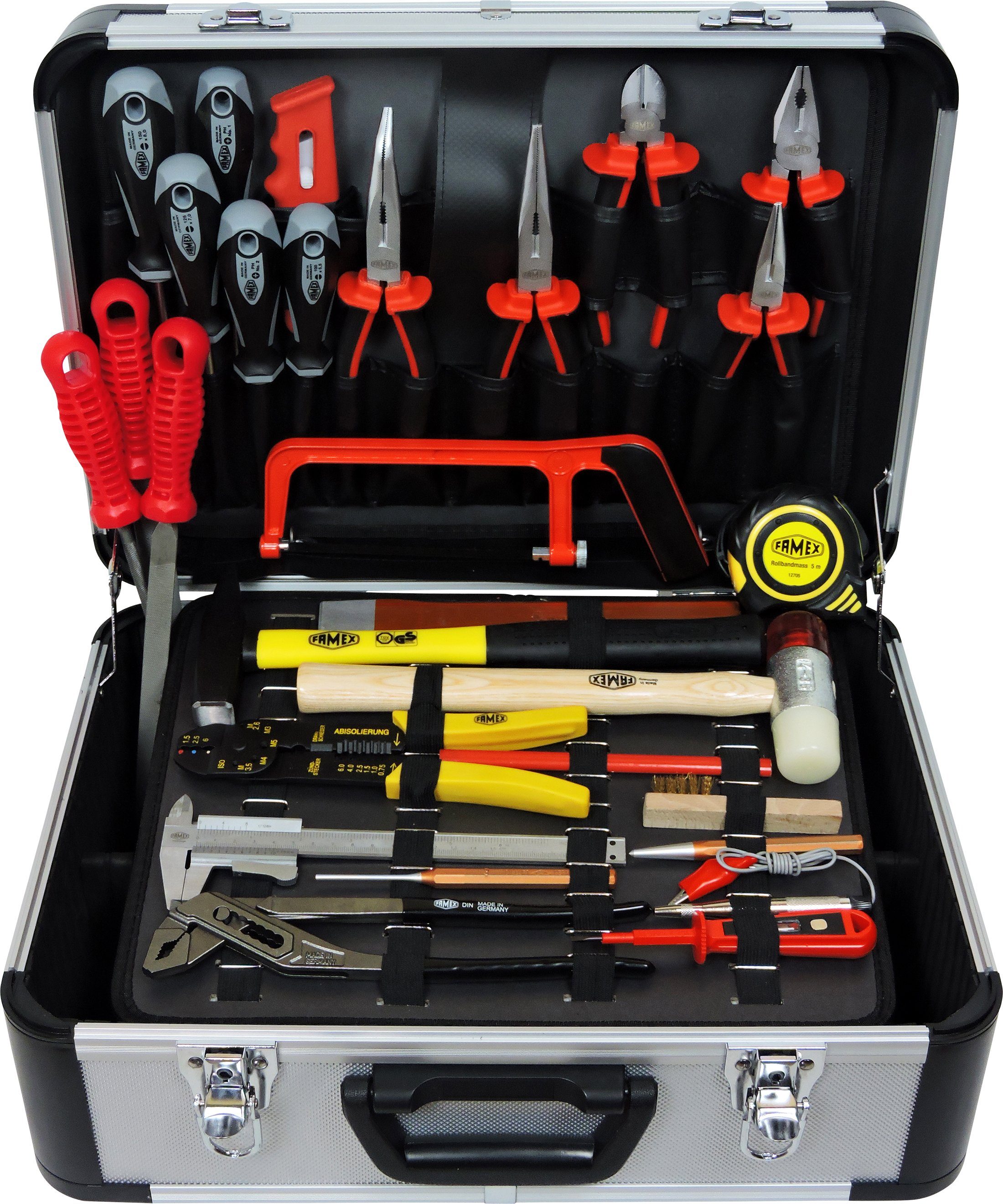 719-44 Profi gefüllt Werkzeug den FAMEX Werkzeugset Werkzeugkoffer mit für (214-St), Set, Alu